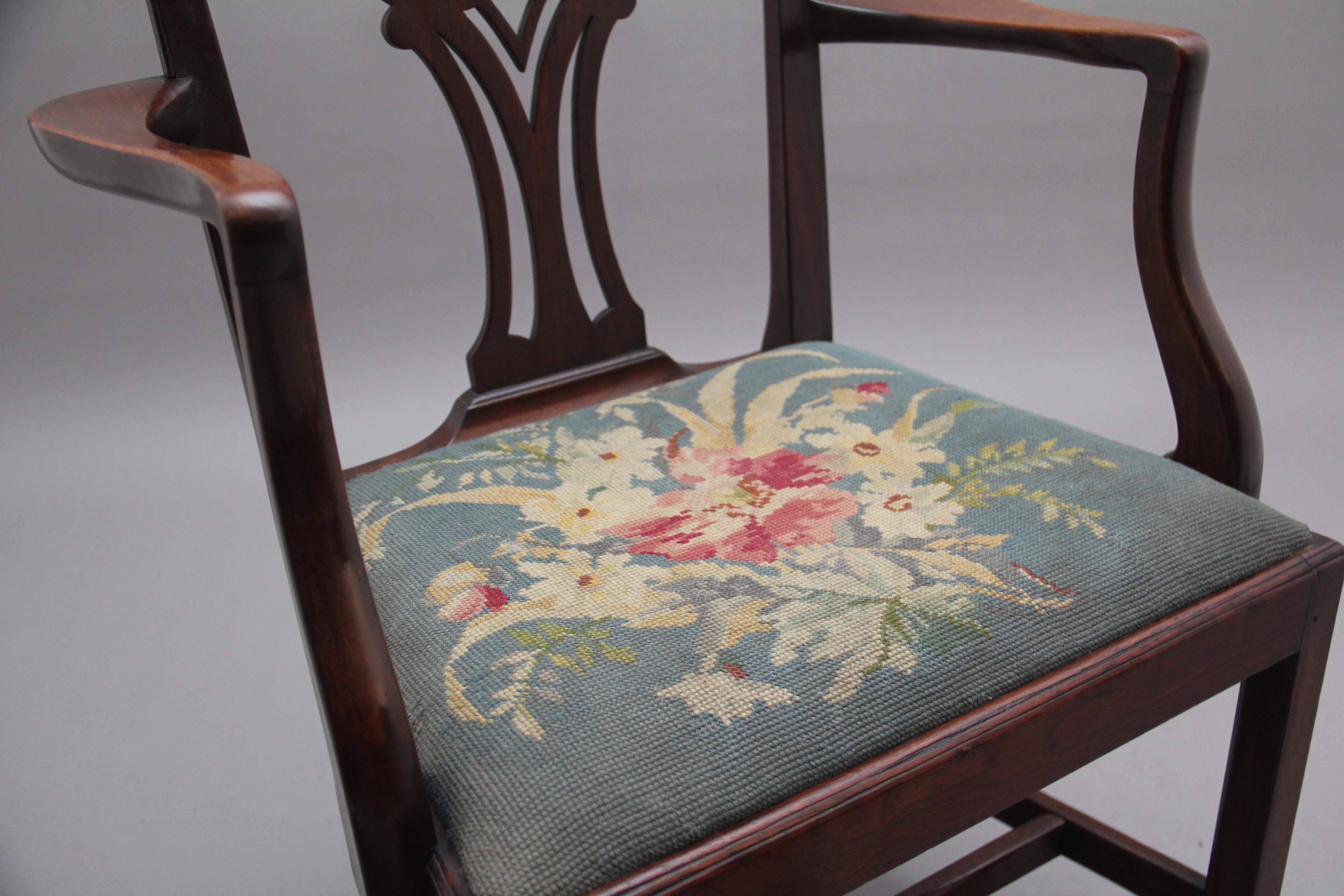 19th Century Mahogany Armchair in the Chippendale Style For Sale 2