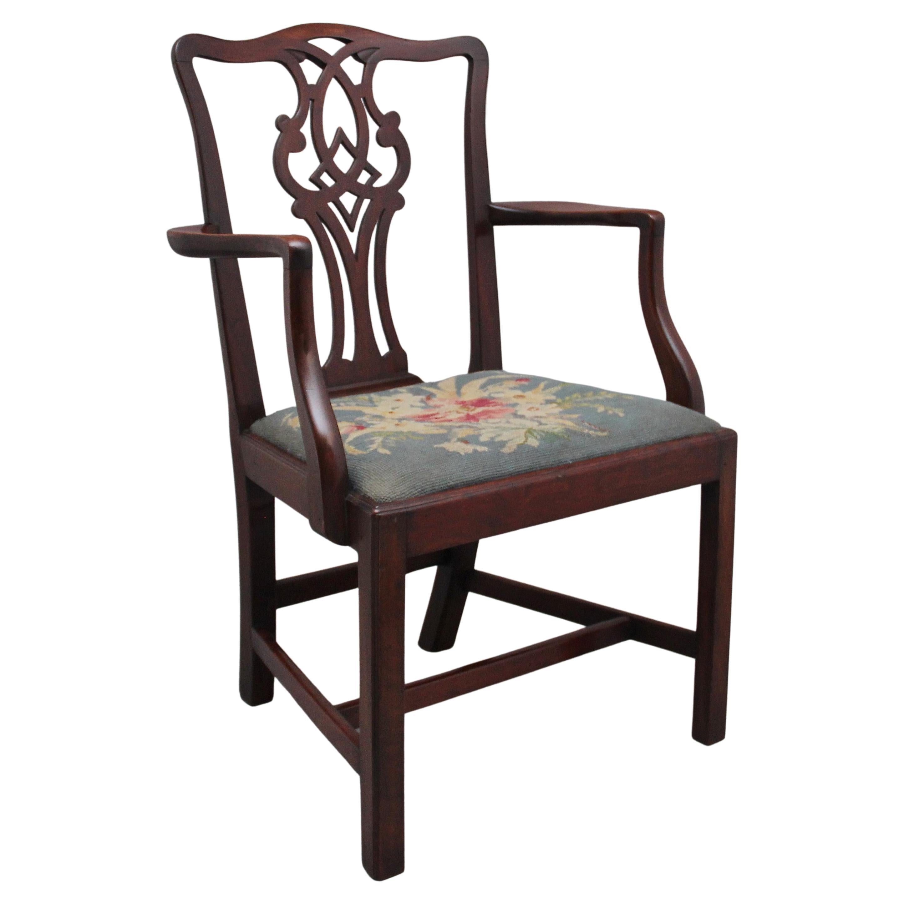 19th Century Mahogany Armchair in the Chippendale Style For Sale