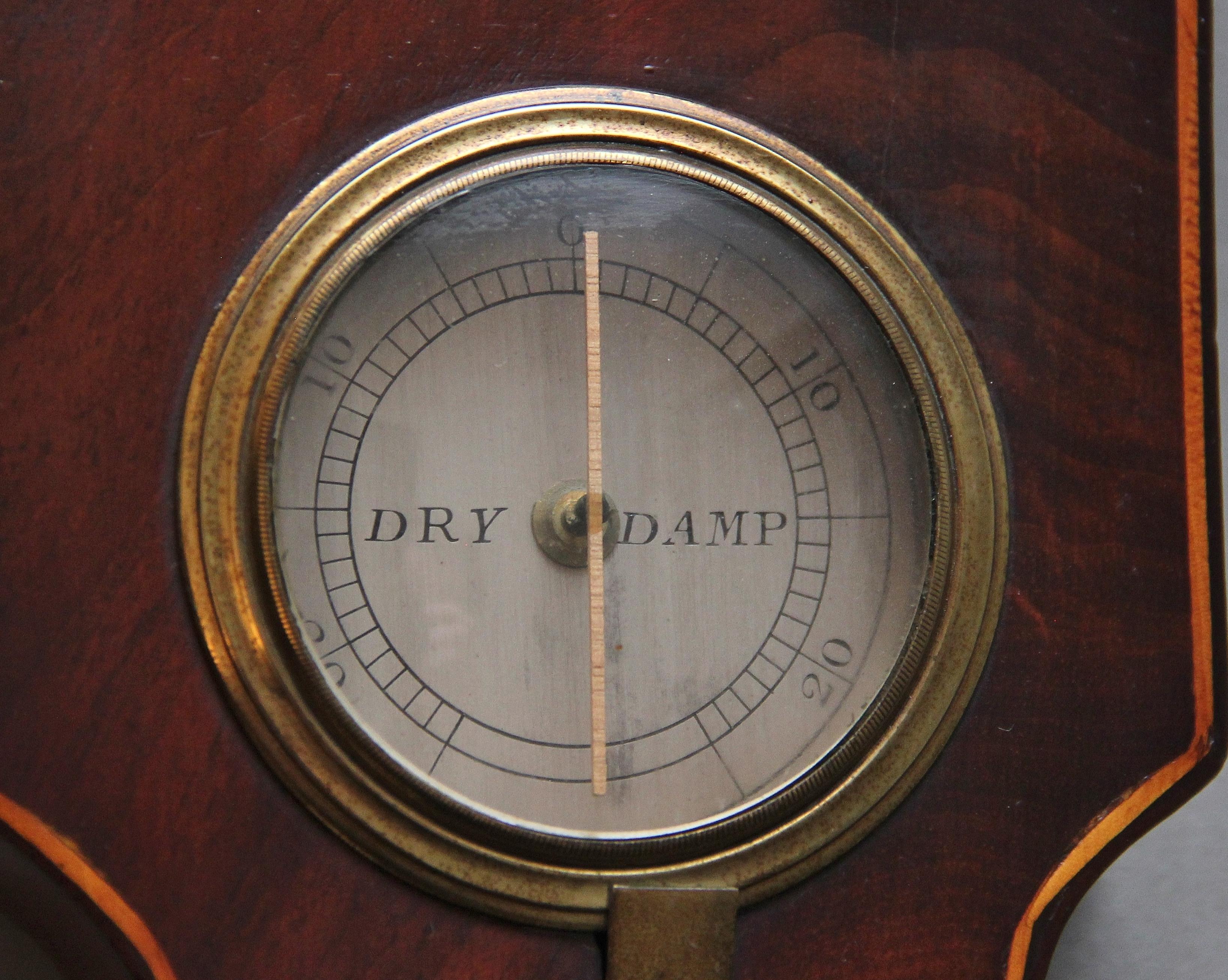 Early Victorian 19th Century Mahogany Banjo Barometer by P Nolfi of Taunton For Sale
