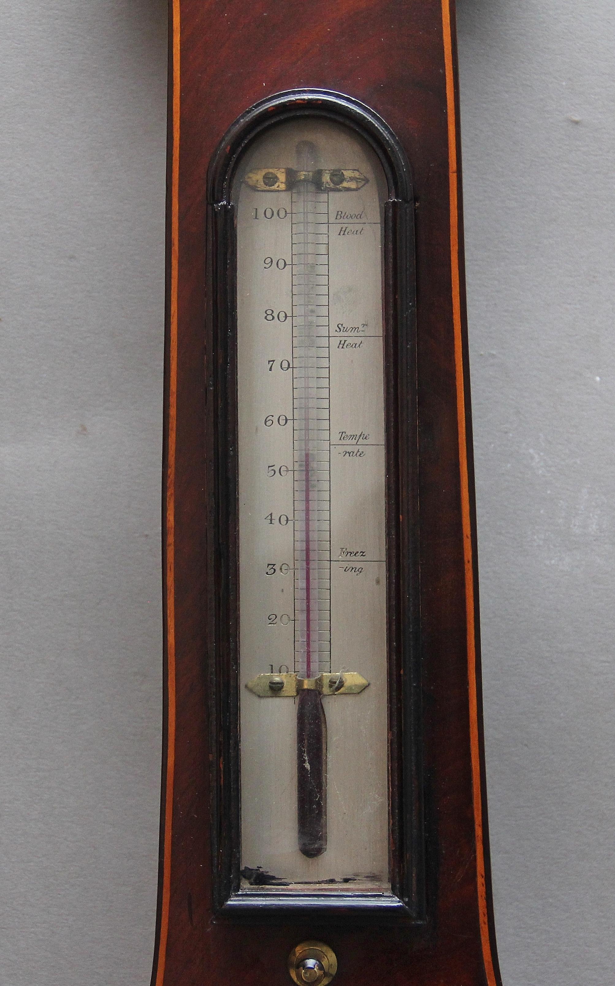 19th Century Mahogany Banjo Barometer by P Nolfi of Taunton In Good Condition For Sale In Martlesham, GB