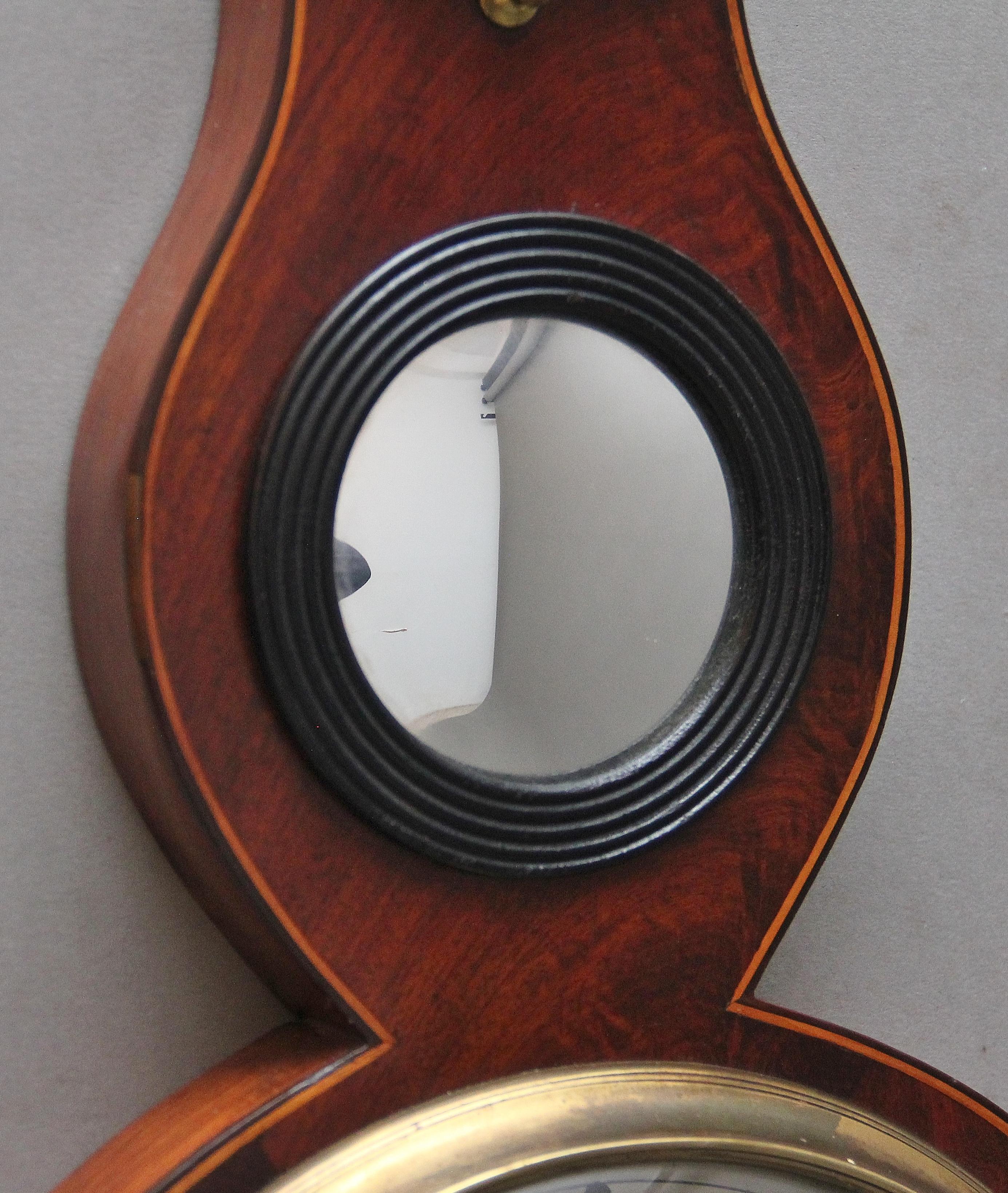 Mid-19th Century 19th Century Mahogany Banjo Barometer by P Nolfi of Taunton For Sale