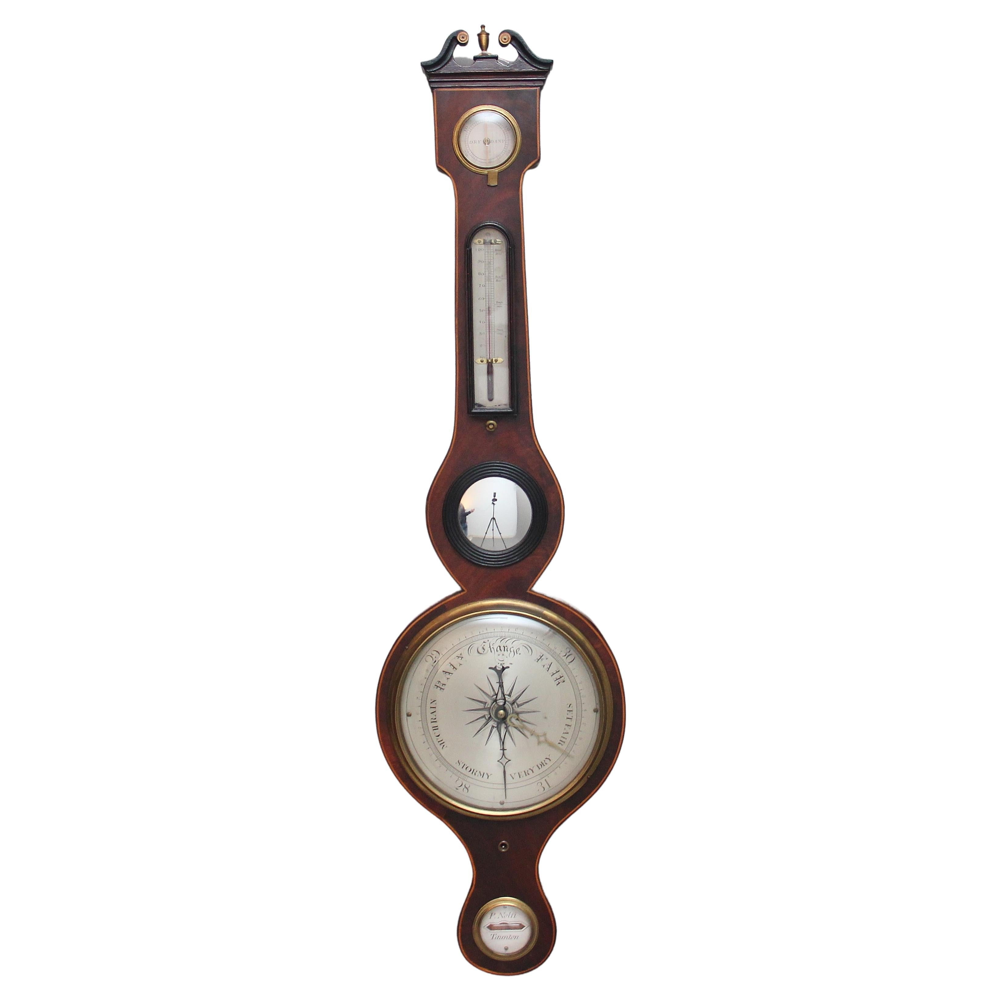 Banjo-Barometer aus Mahagoni des 19. Jahrhunderts von P. Nolfi aus Taunton