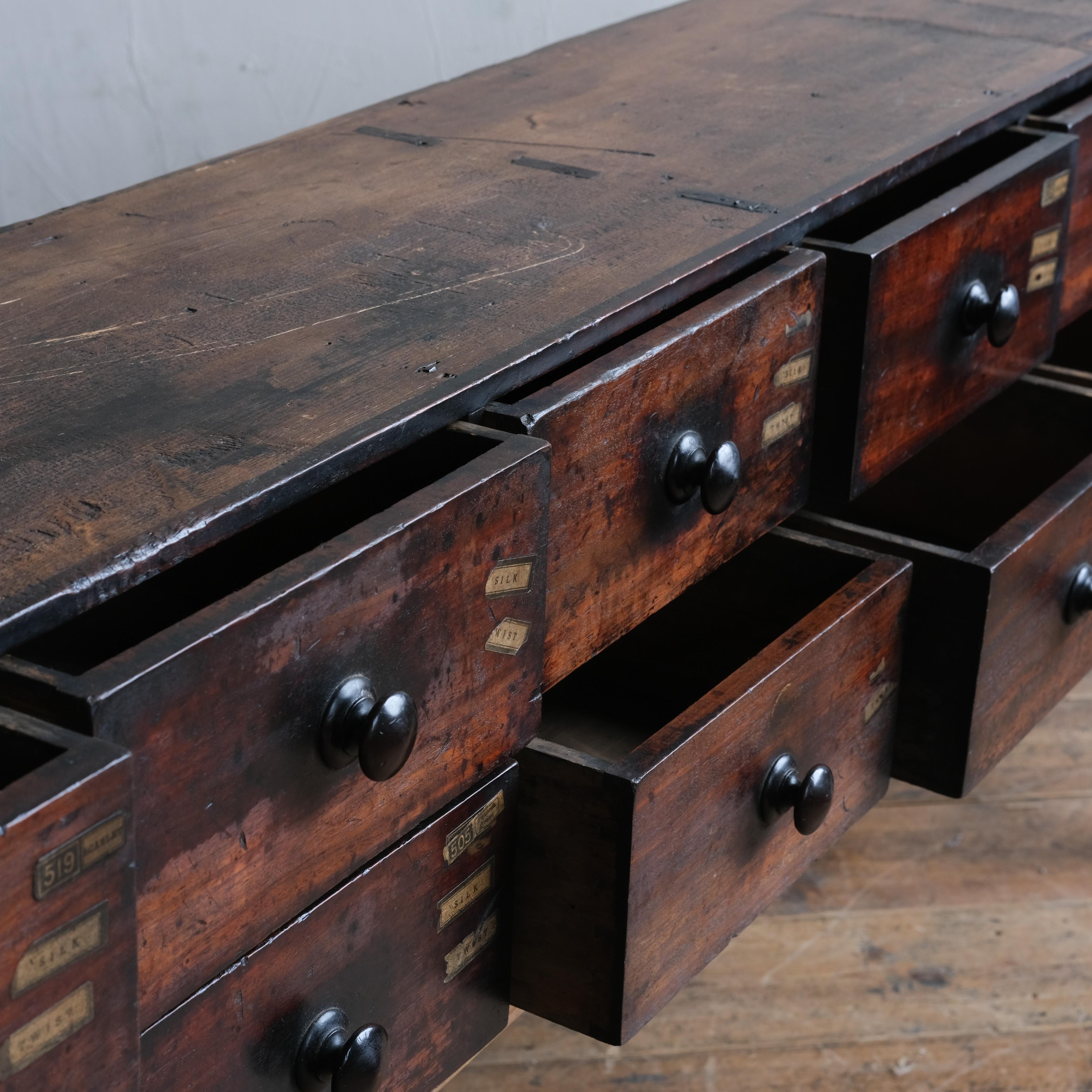 19th Century Mahogany Bank of 16 Apothecary Drawers 8