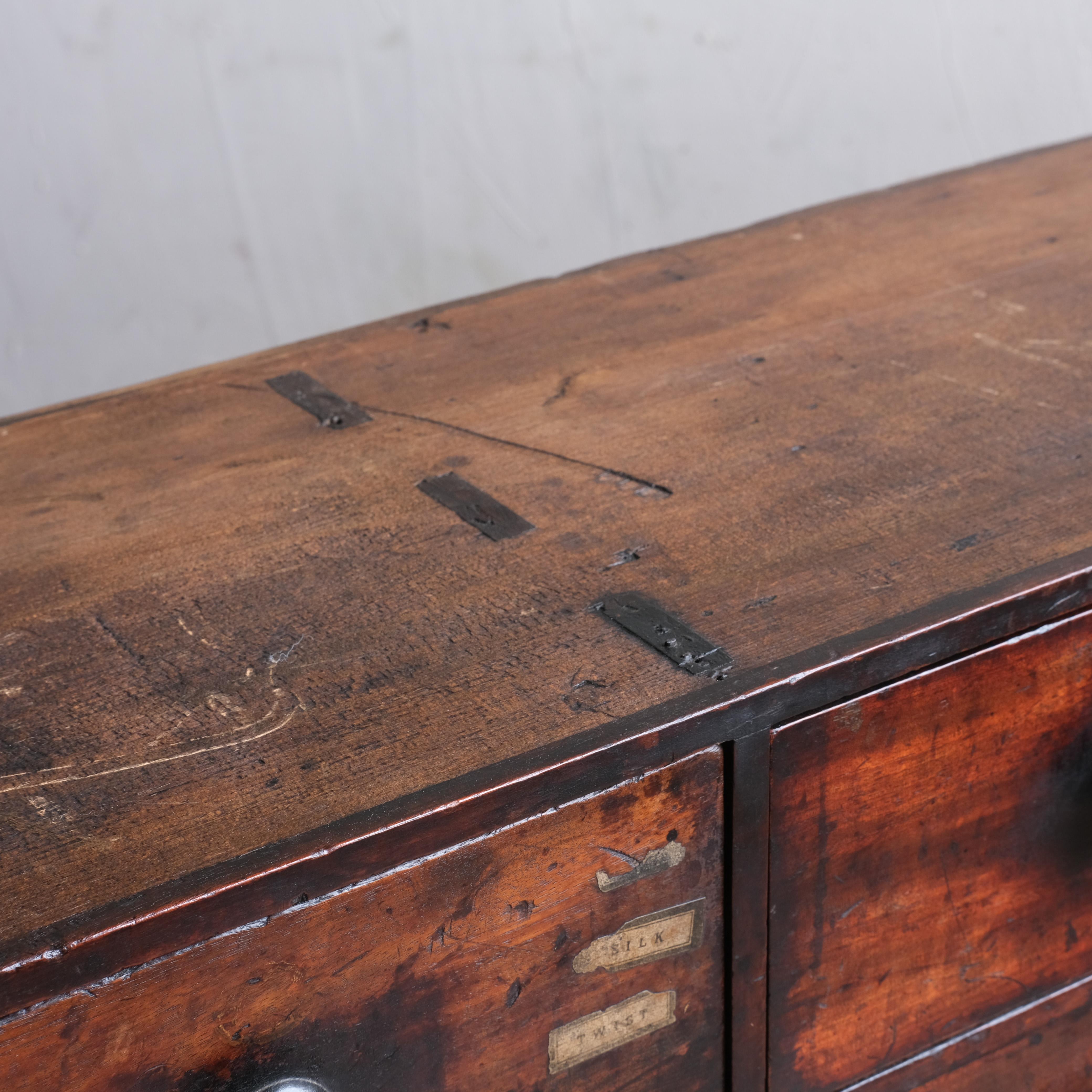 Wood 19th Century Mahogany Bank of 16 Apothecary Drawers