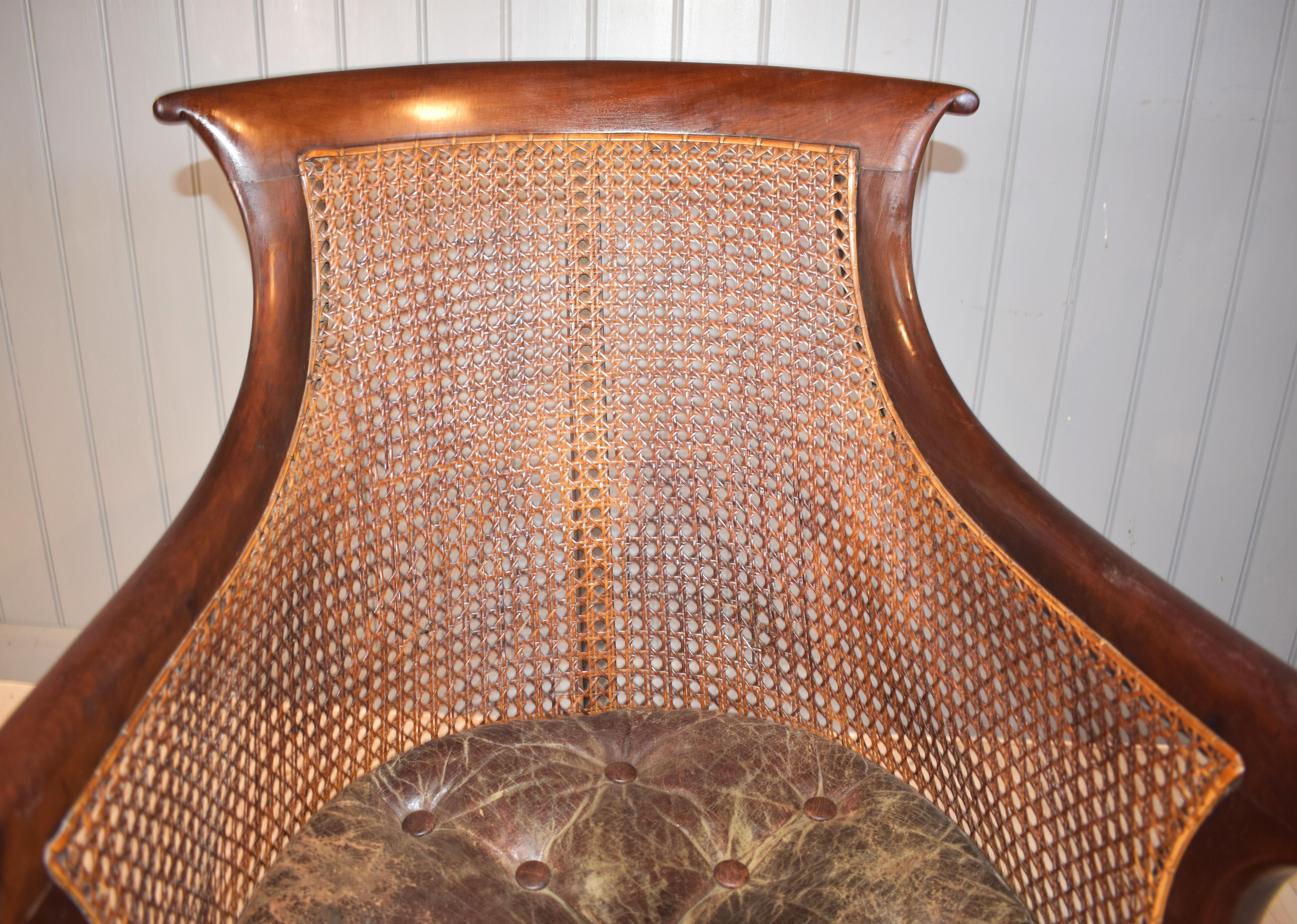 19th century mahogany bergere library cane chair 7