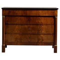 19th Century Mahogany Biedermeier Chest of Drawers with Marble Top