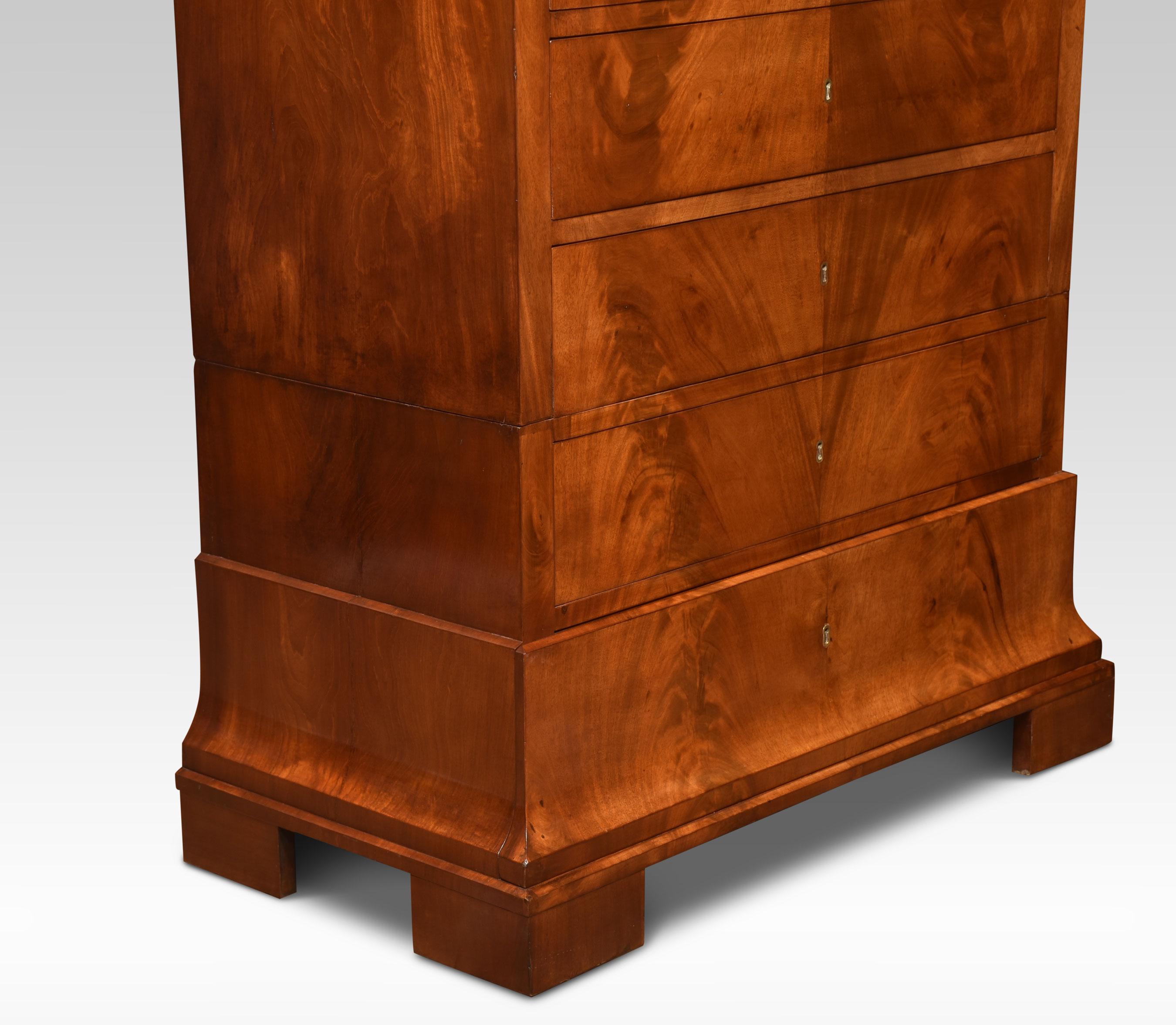 19th Century Mahogany Biedermeier Secretaire Chest of Drawers 1