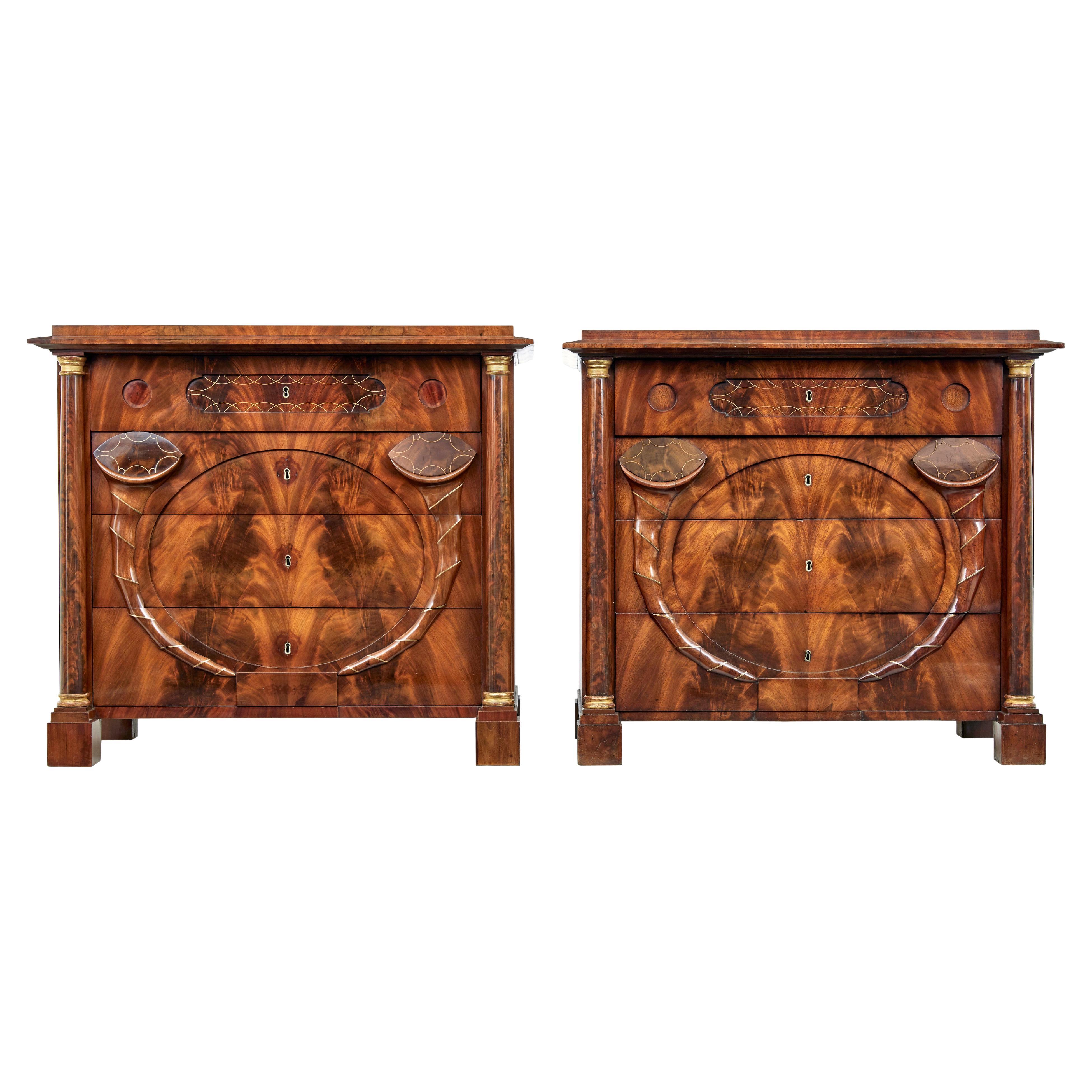 19th century mahogany Biedermeier secretaire chest of drawers