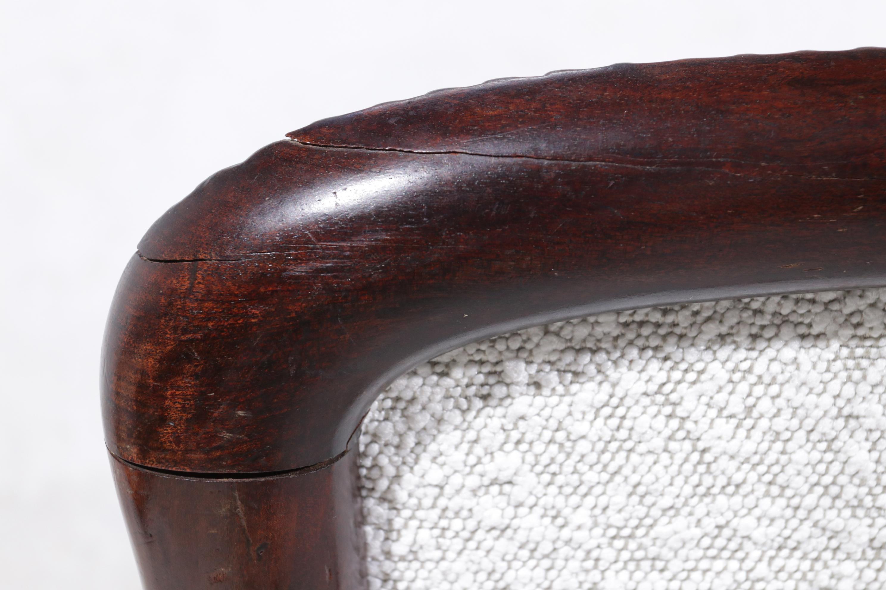 19th Century Mahogany Boucle Lounge Chair Louis XVI style 8