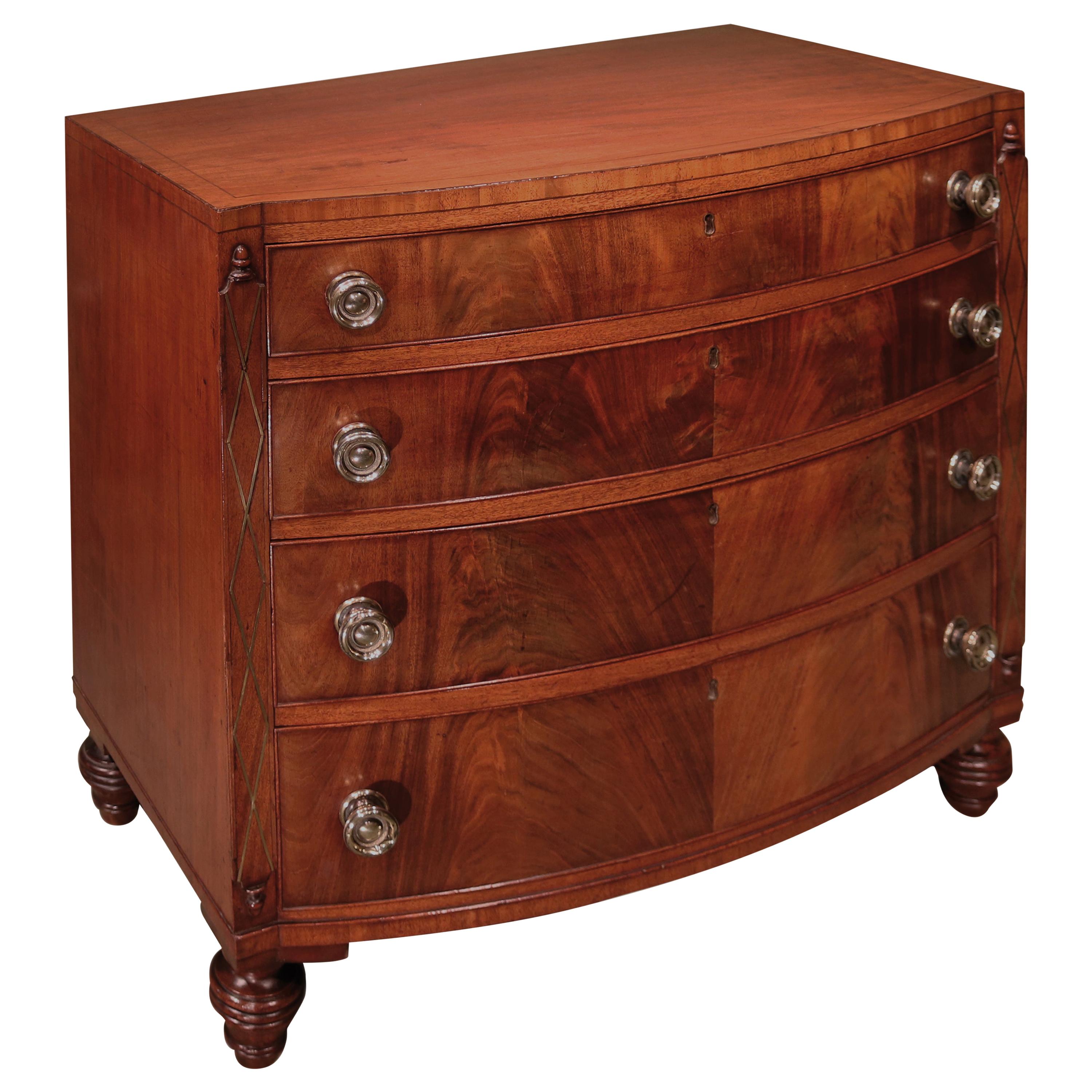 19th Century Mahogany Bow Chest stamped Gillows For Sale