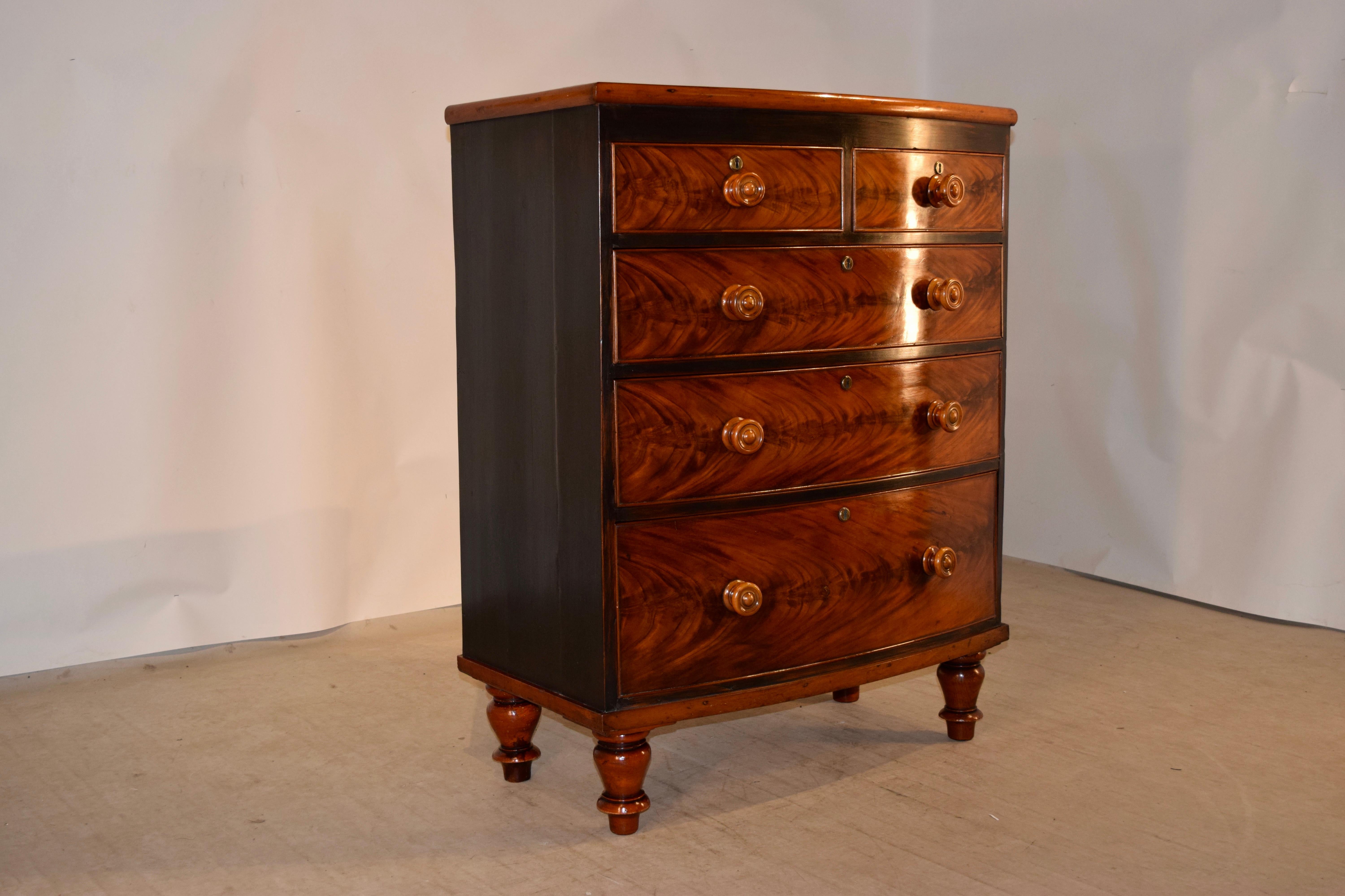 Victorian 19th Century Mahogany Bow Front Chest