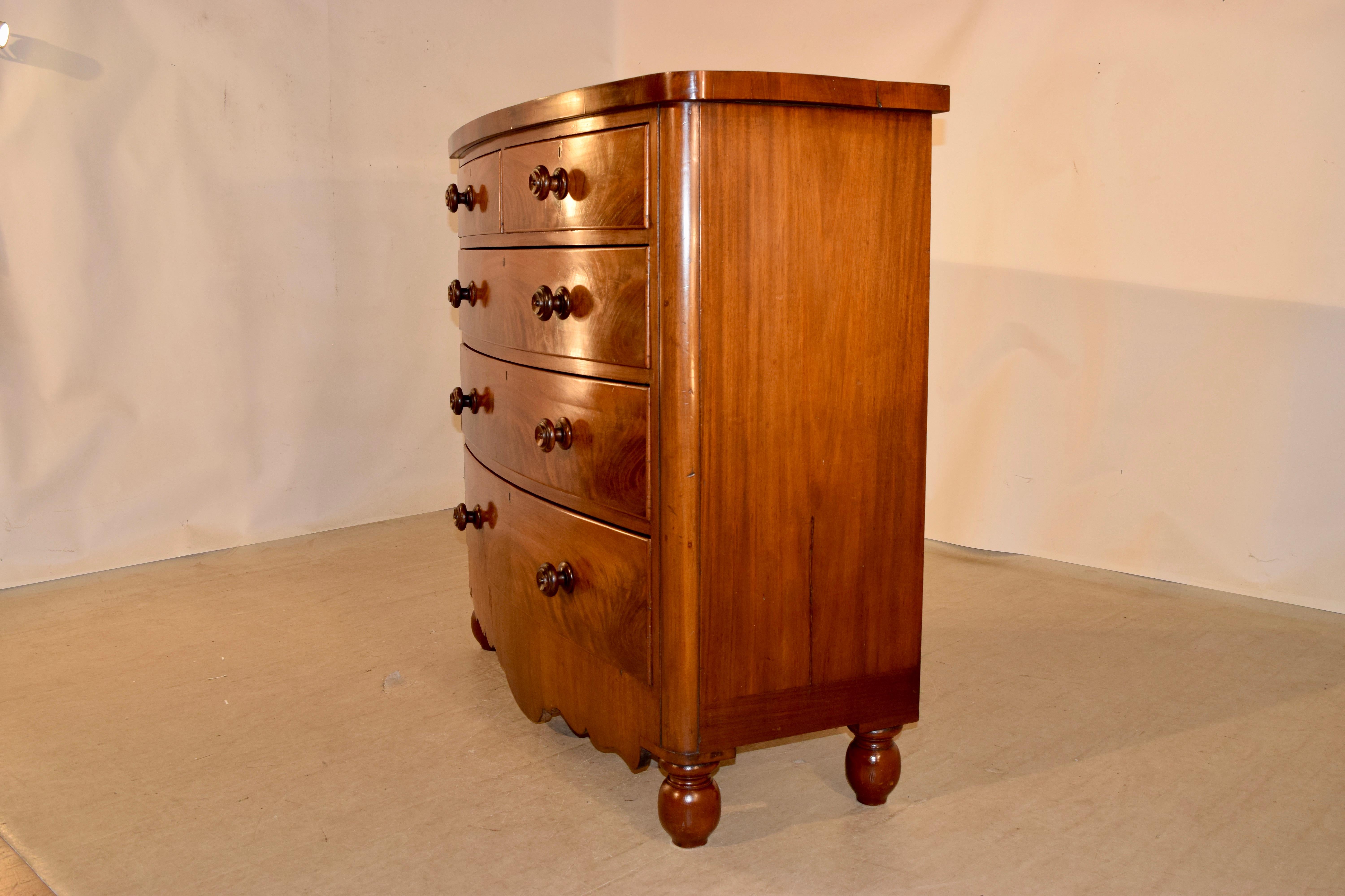 Victorian 19th Century Mahogany Bow Front Chest For Sale