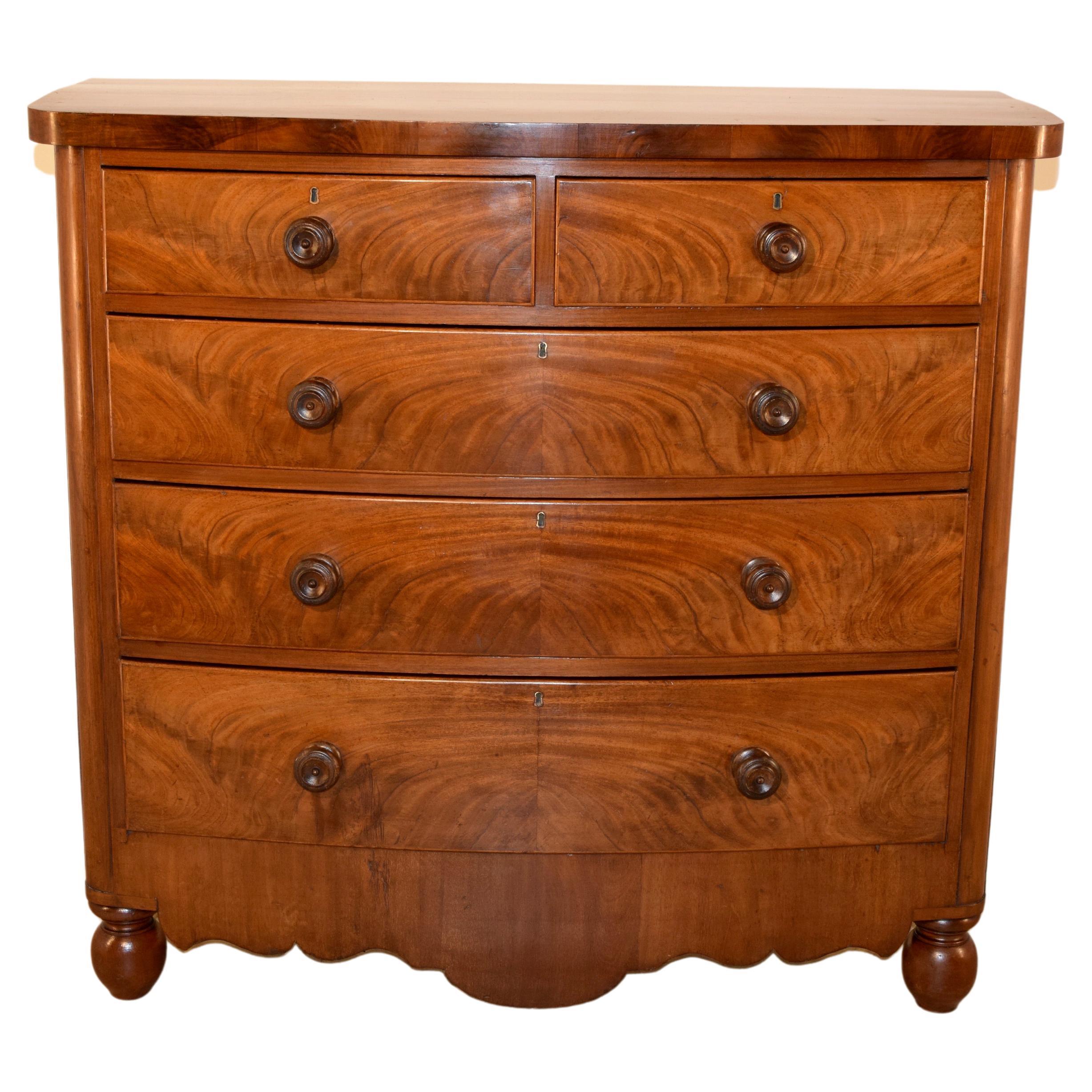 19th Century Mahogany Bow Front Chest For Sale