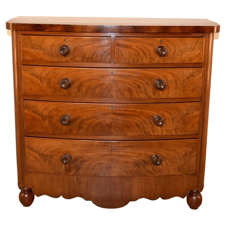 19th Century Mahogany Bow Front Chest For Sale at 1stDibs