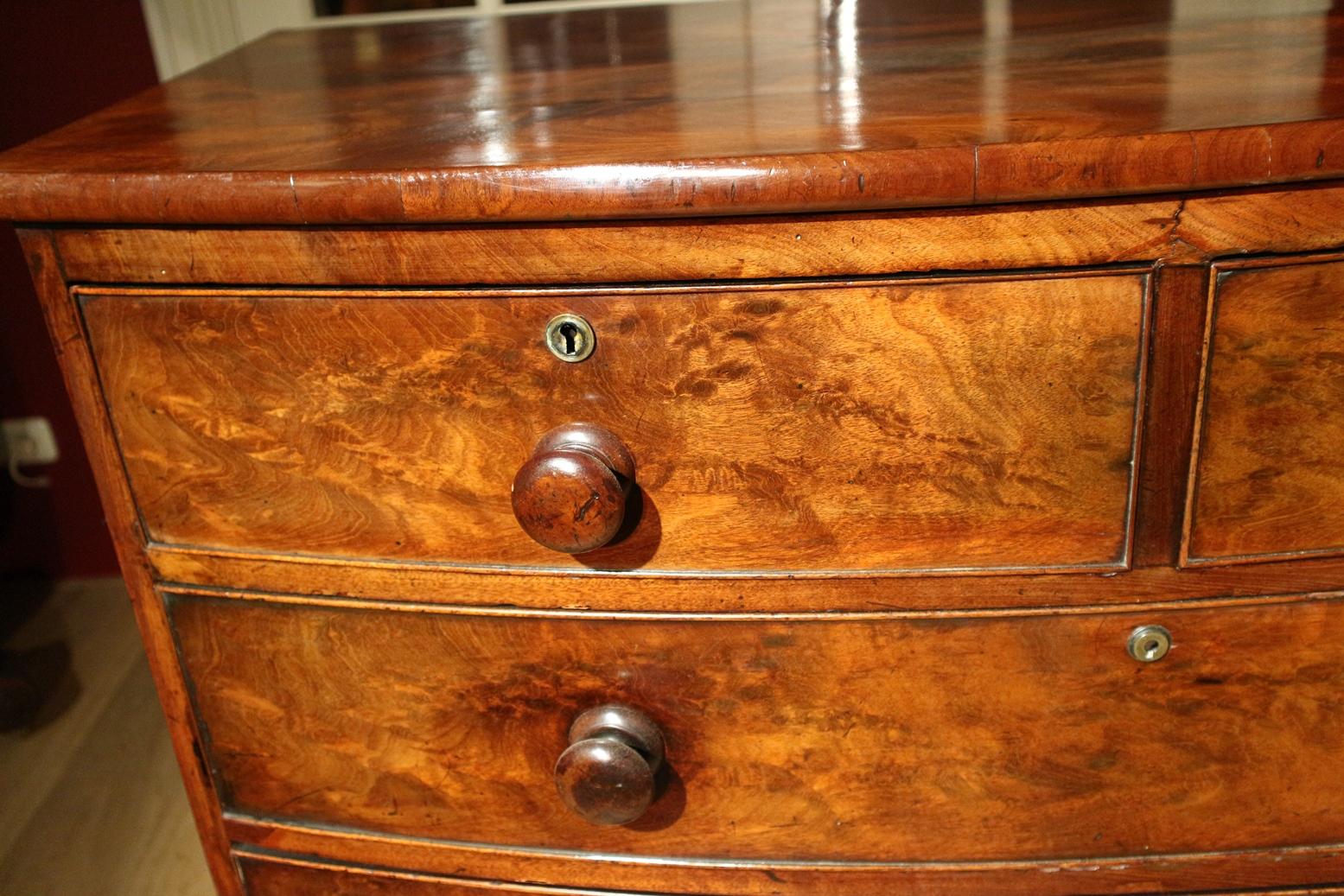 Victorian 19th Century Mahogany Bow Front Chest of Drawers