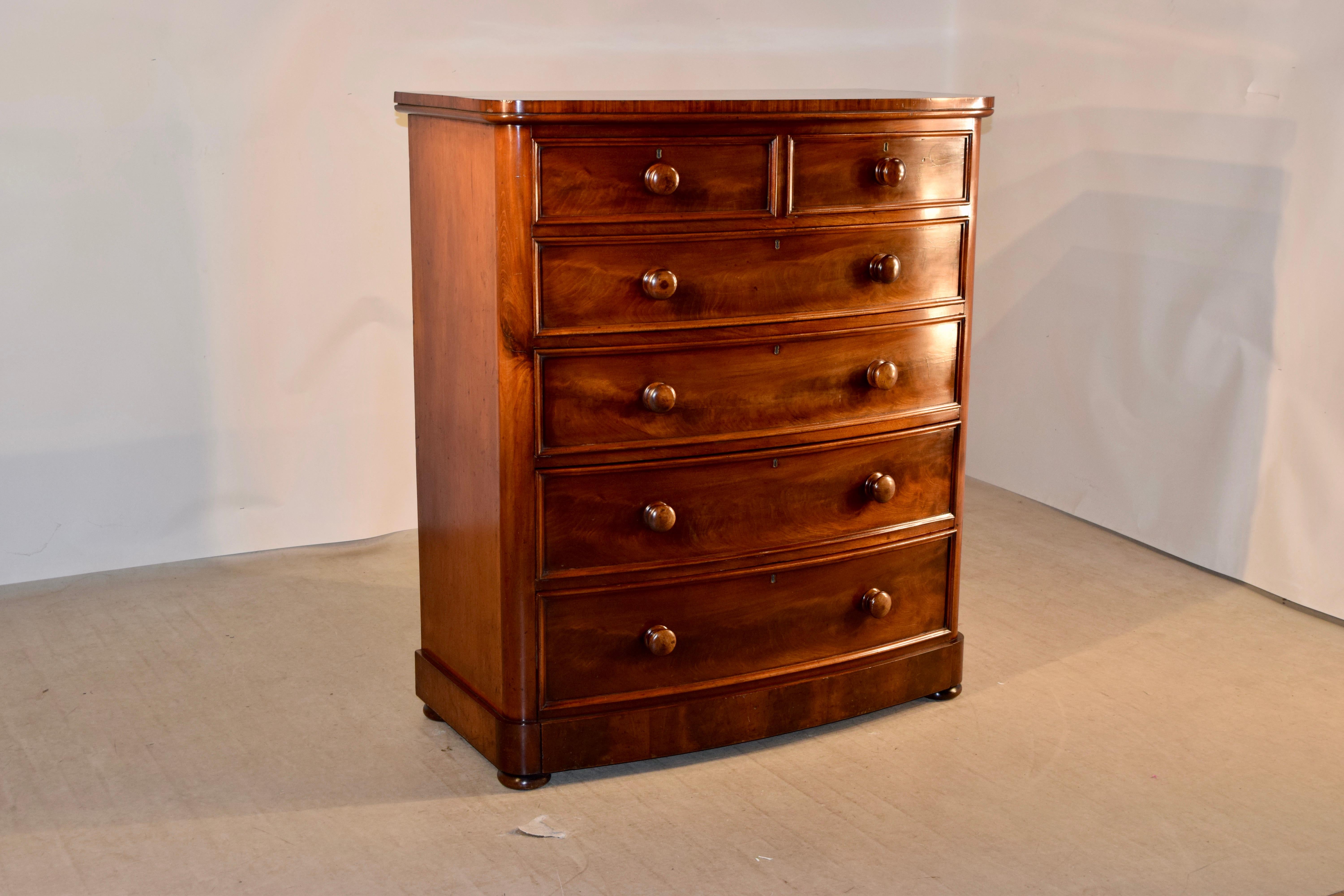 Victorian 19th Century Mahogany Bow Front Chest of Drawers