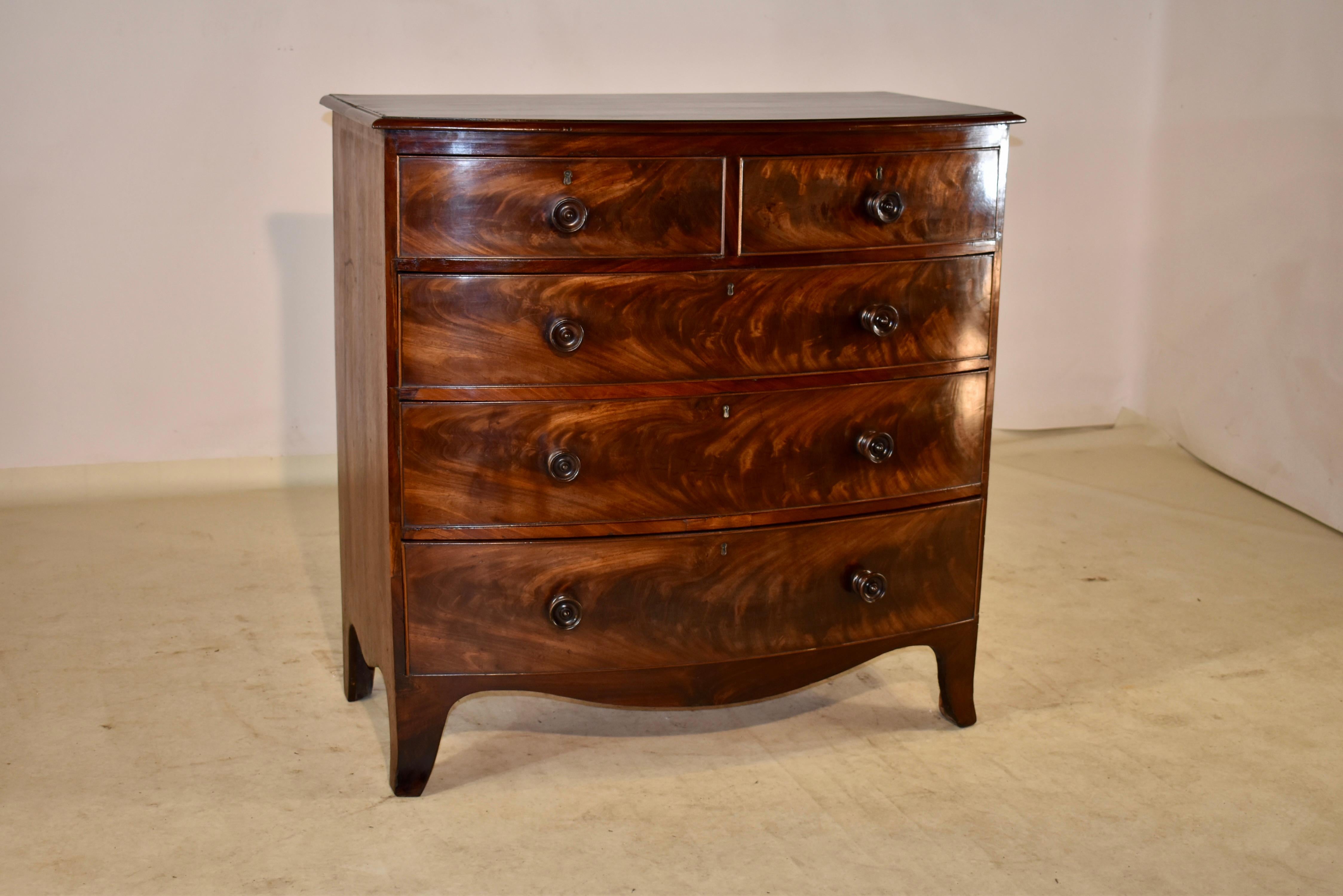 Victorian 19th Century Mahogany Bow Front Chest of Drawers For Sale
