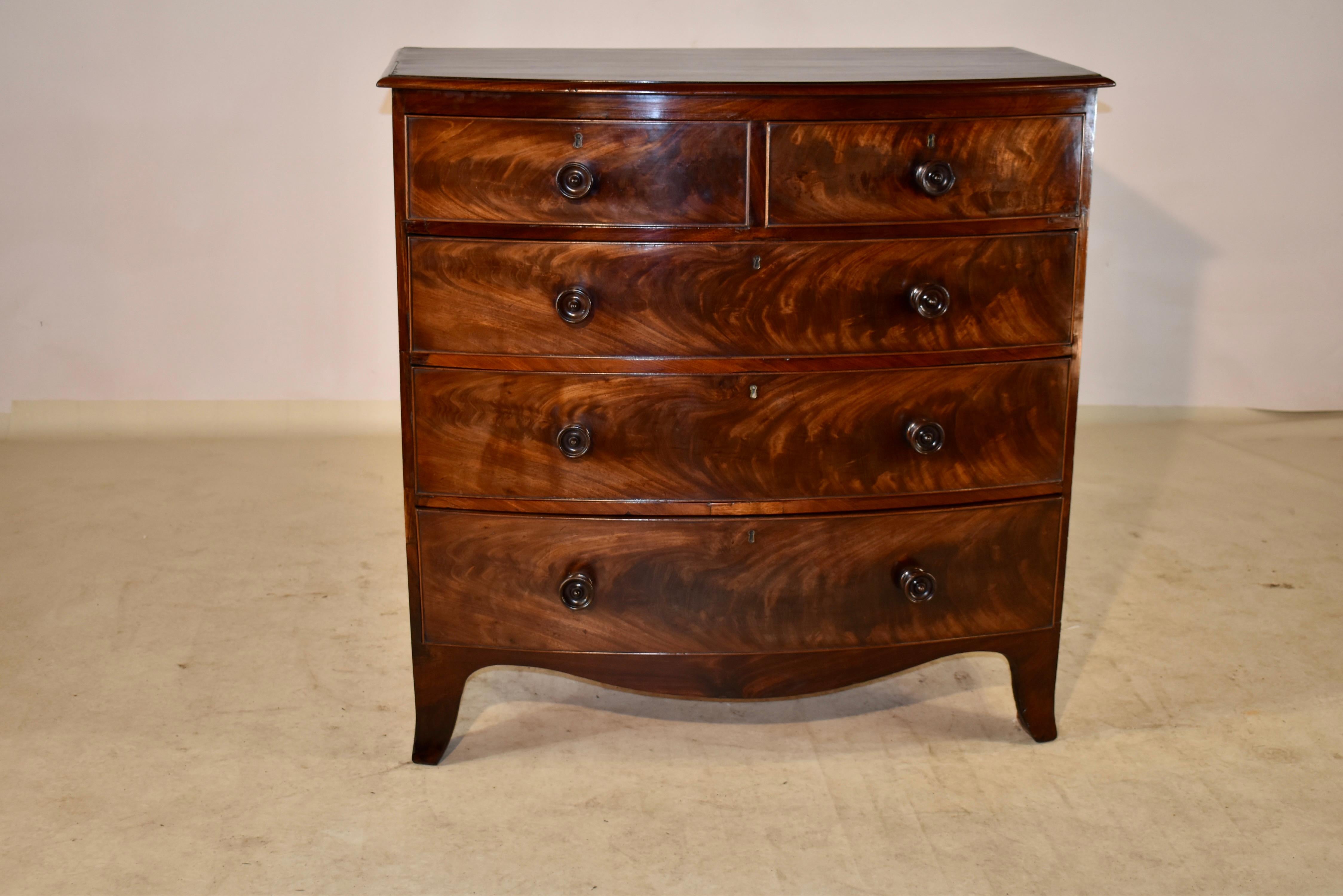 English 19th Century Mahogany Bow Front Chest of Drawers For Sale
