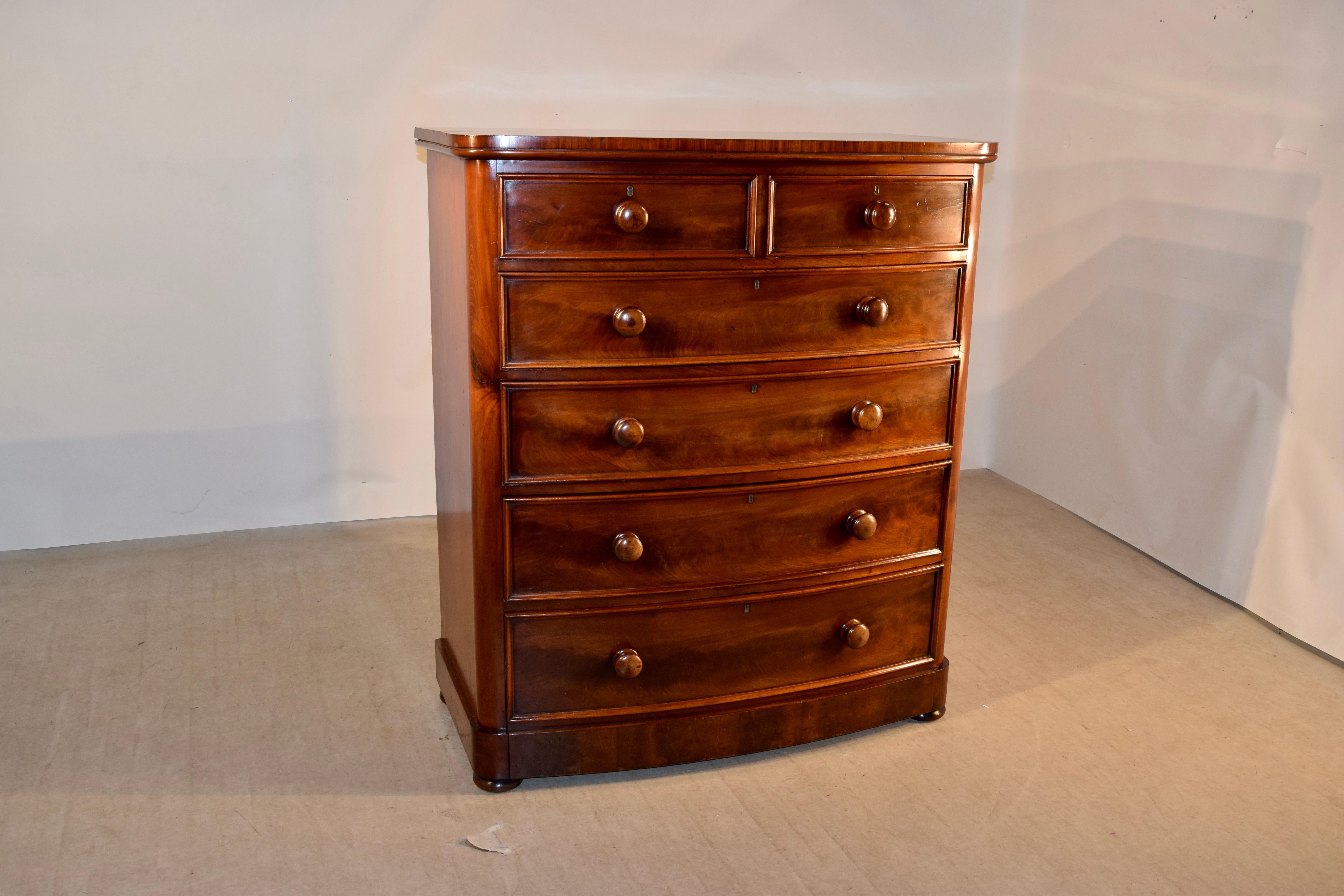 19th Century Mahogany Bow Front Chest of Drawers 2