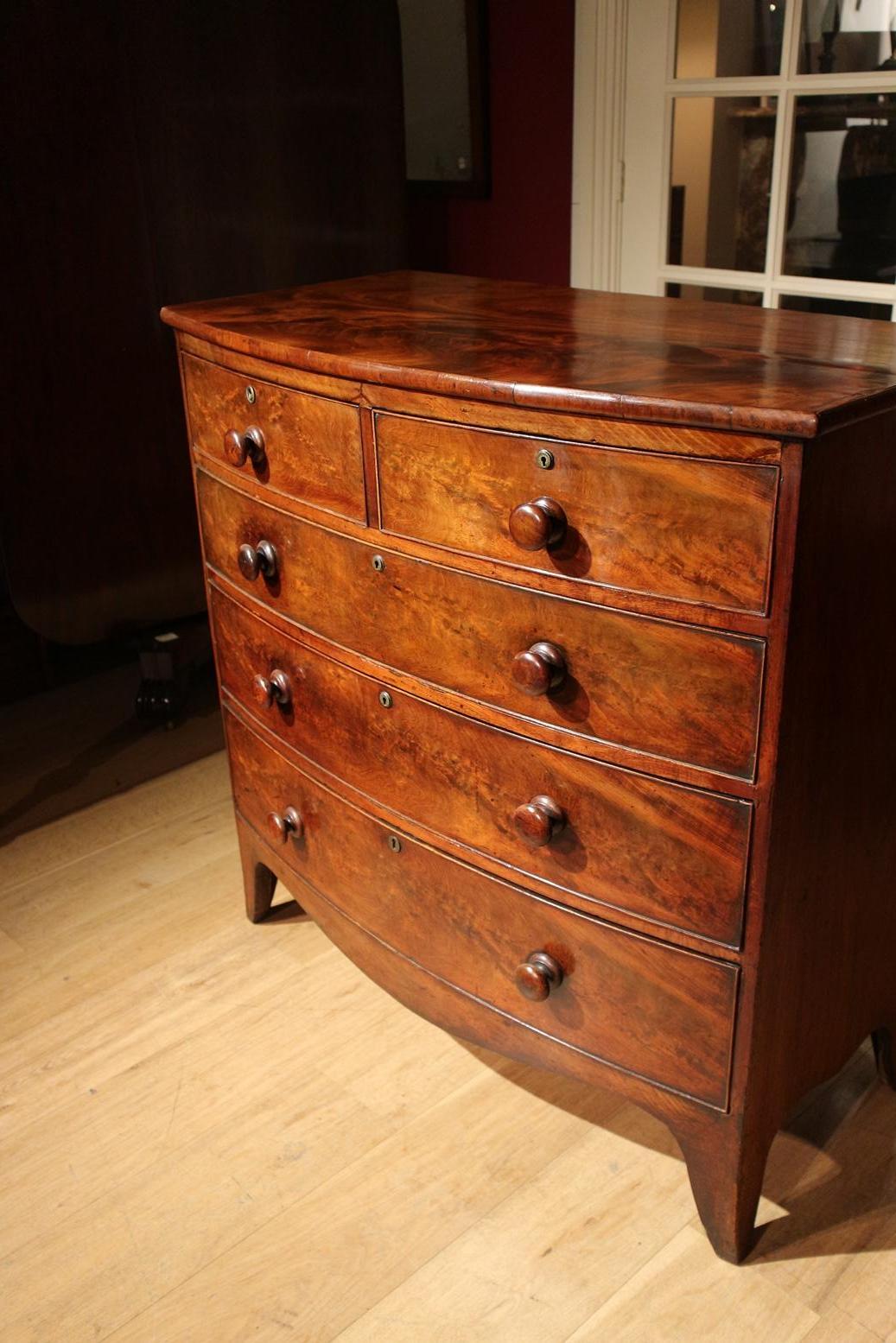 19th Century Mahogany Bow Front Chest of Drawers 2