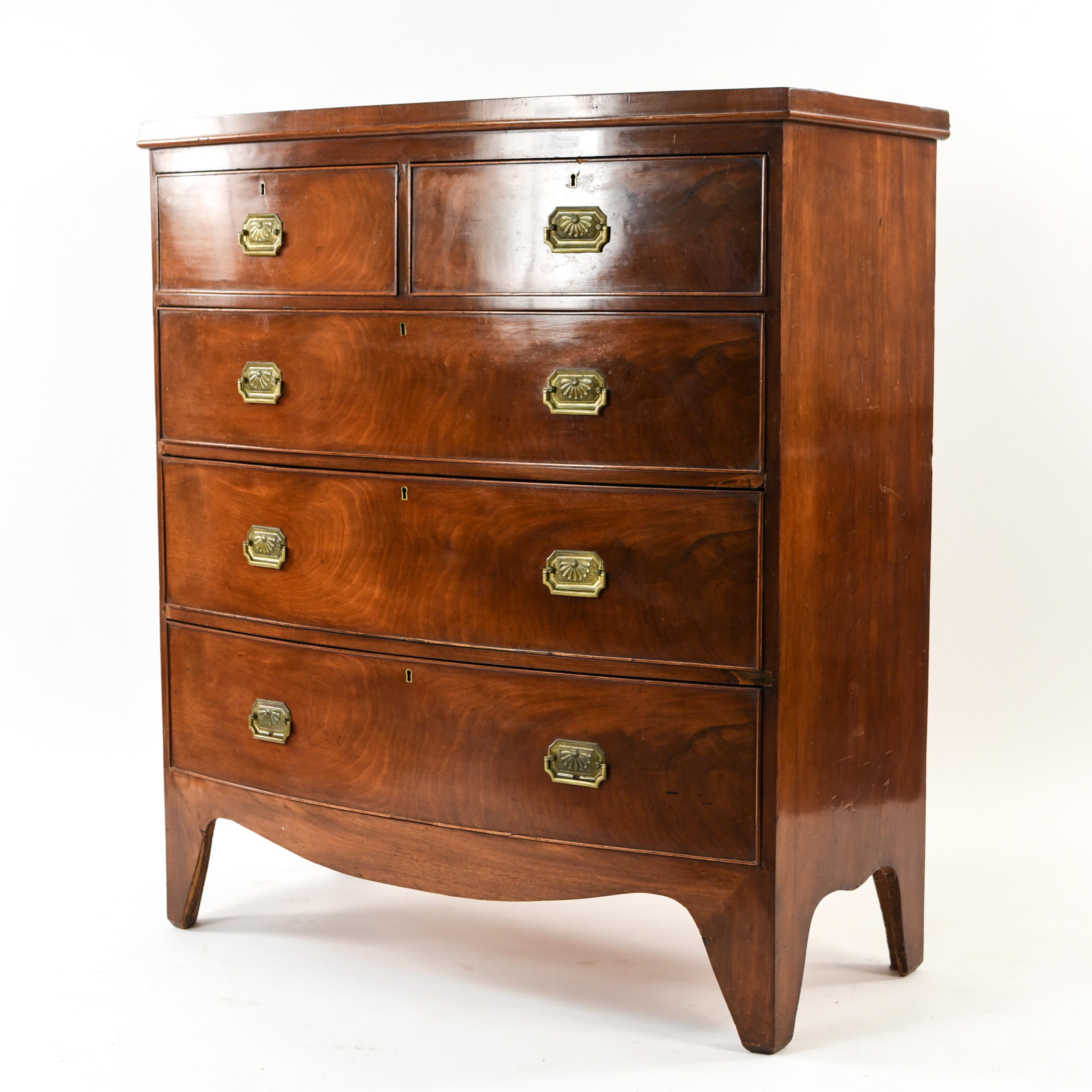 19th Century Mahogany Bow Front English Regency Chest of Drawers 8