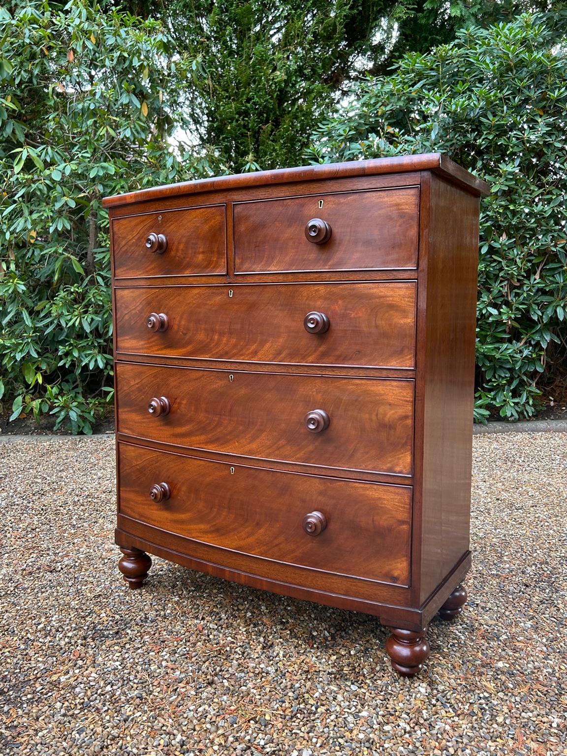 Fatto a mano Cassettiera ad arco in mogano del XIX secolo in vendita