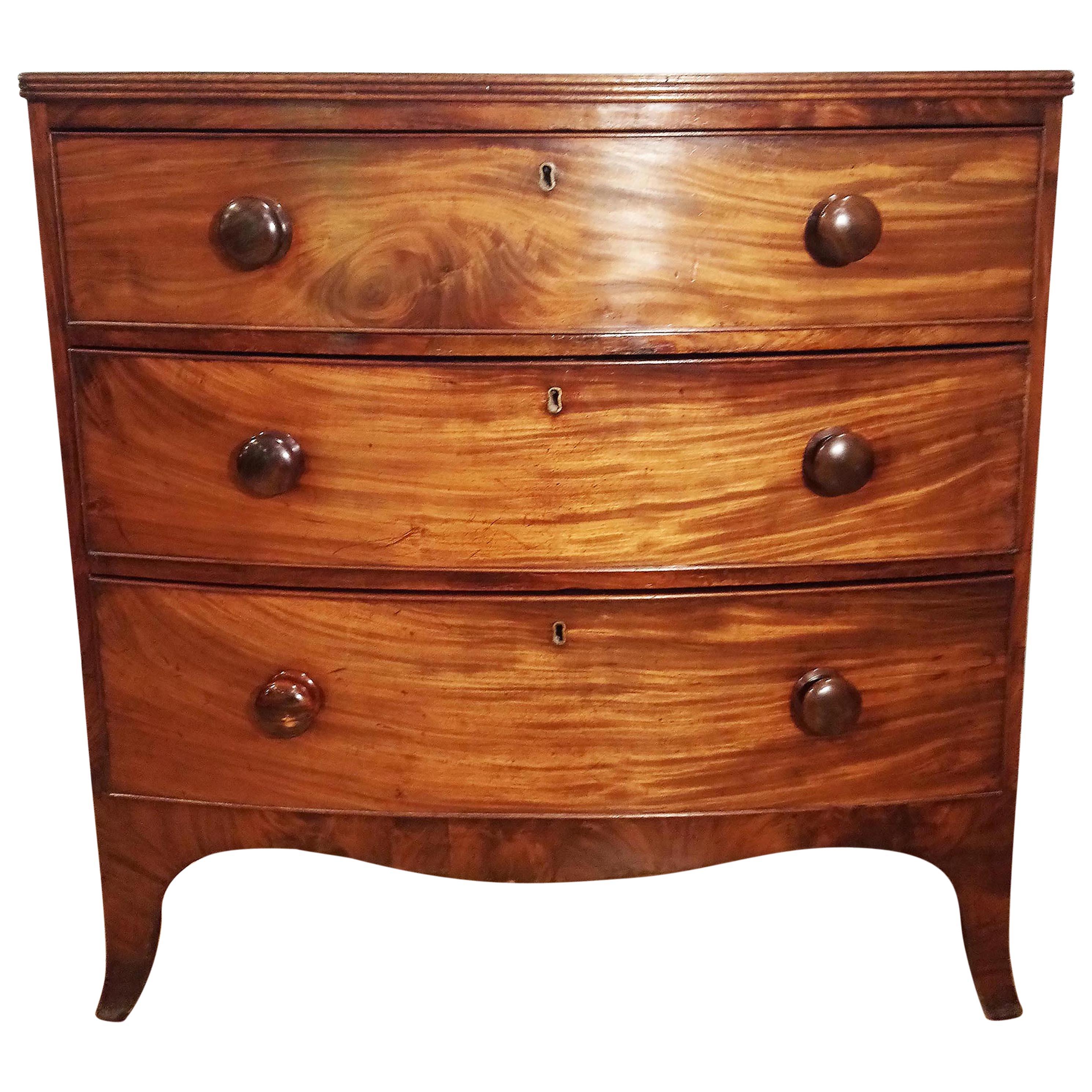 19th Century Mahogany Bow Fronted Chest of Drawers