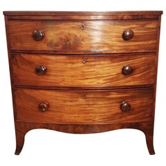 Antique 19th Century Mahogany Bow Fronted Chest of Drawers