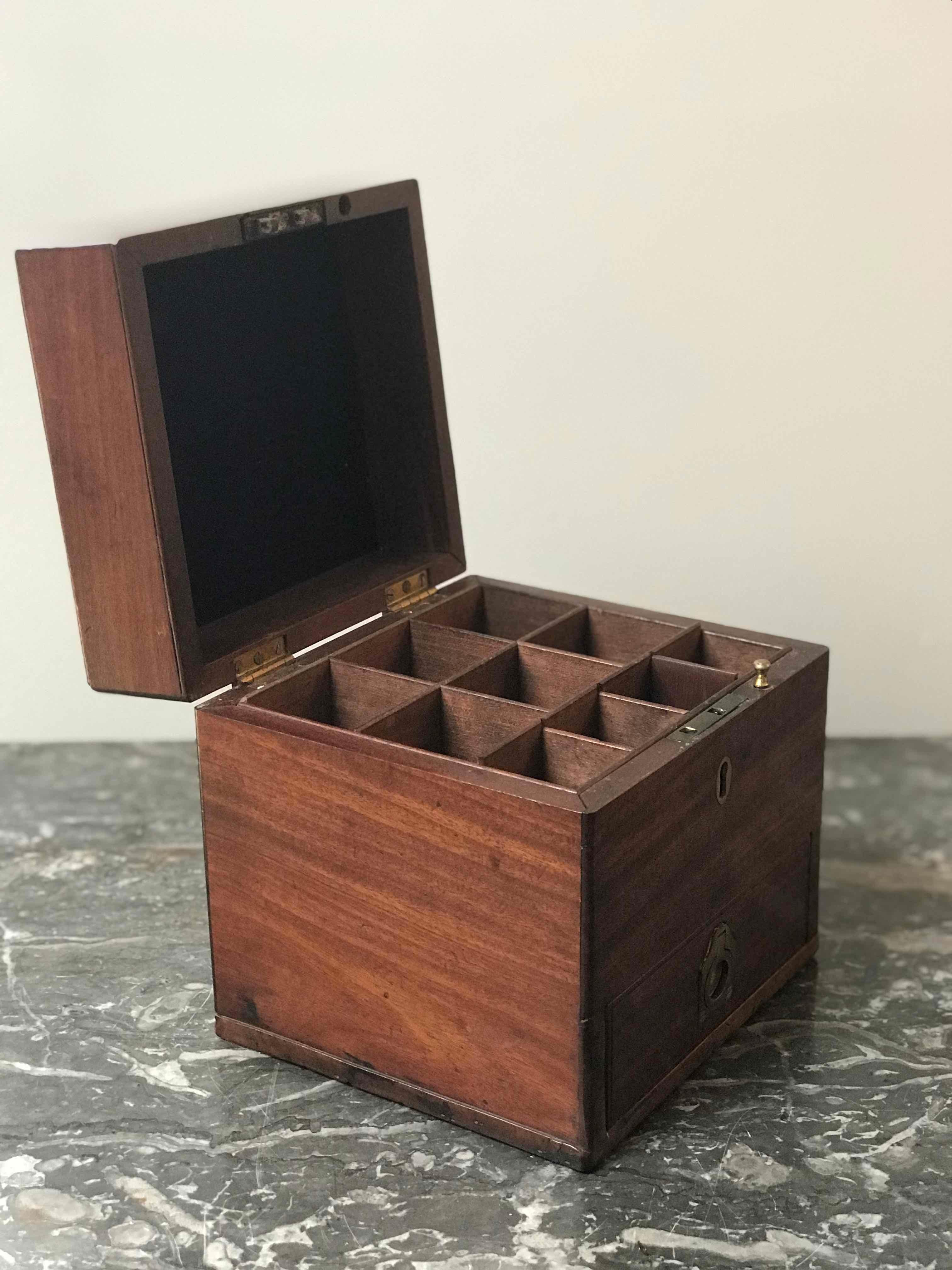 English 19th Century Mahogany Box with Drawer