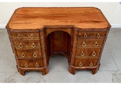 19th Century Mahogany Brass Inlaid Knee Hole Desk