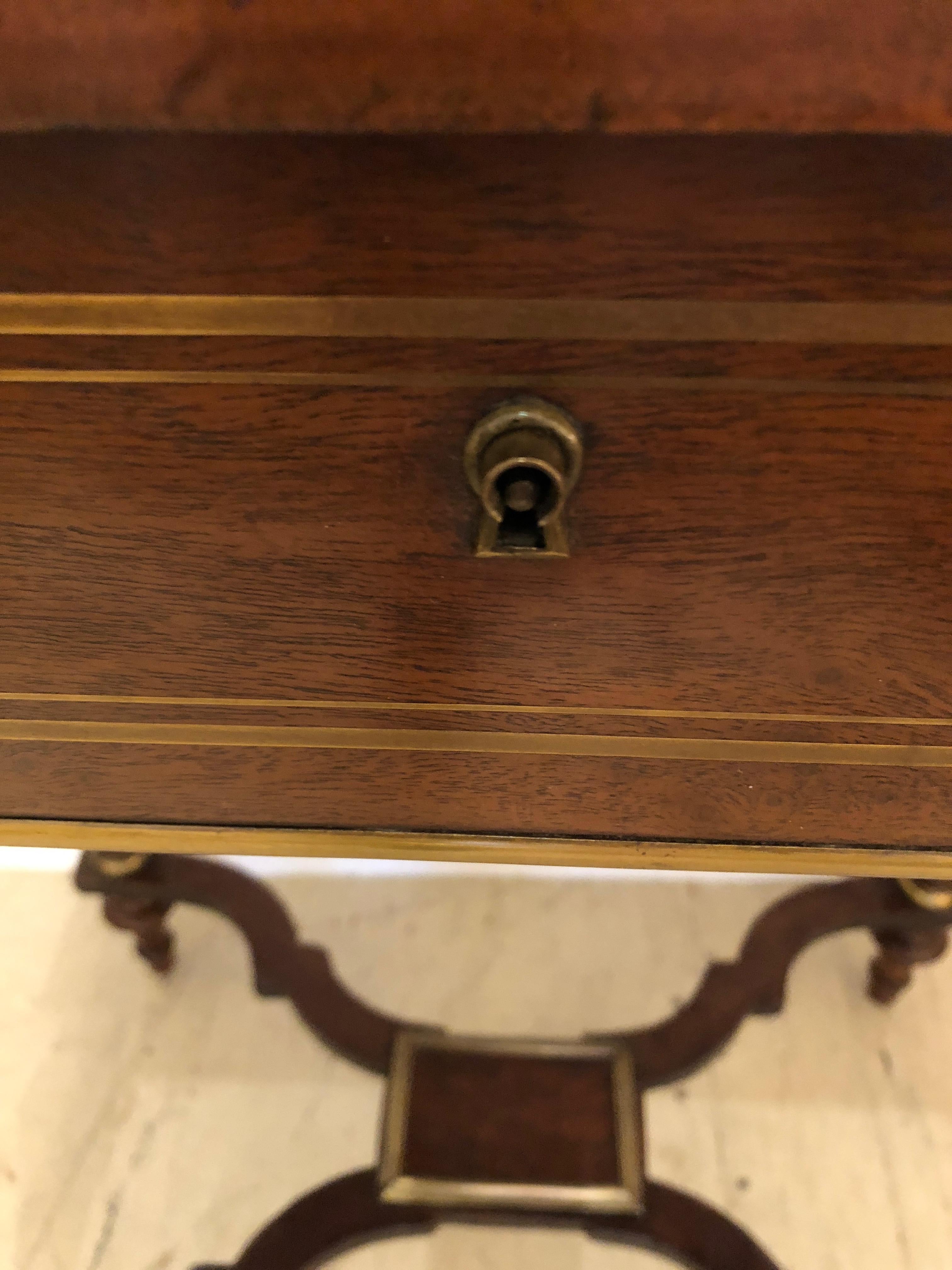 19th Century Mahogany and Brass Inlaid Side Table with Interior Compartments For Sale 1