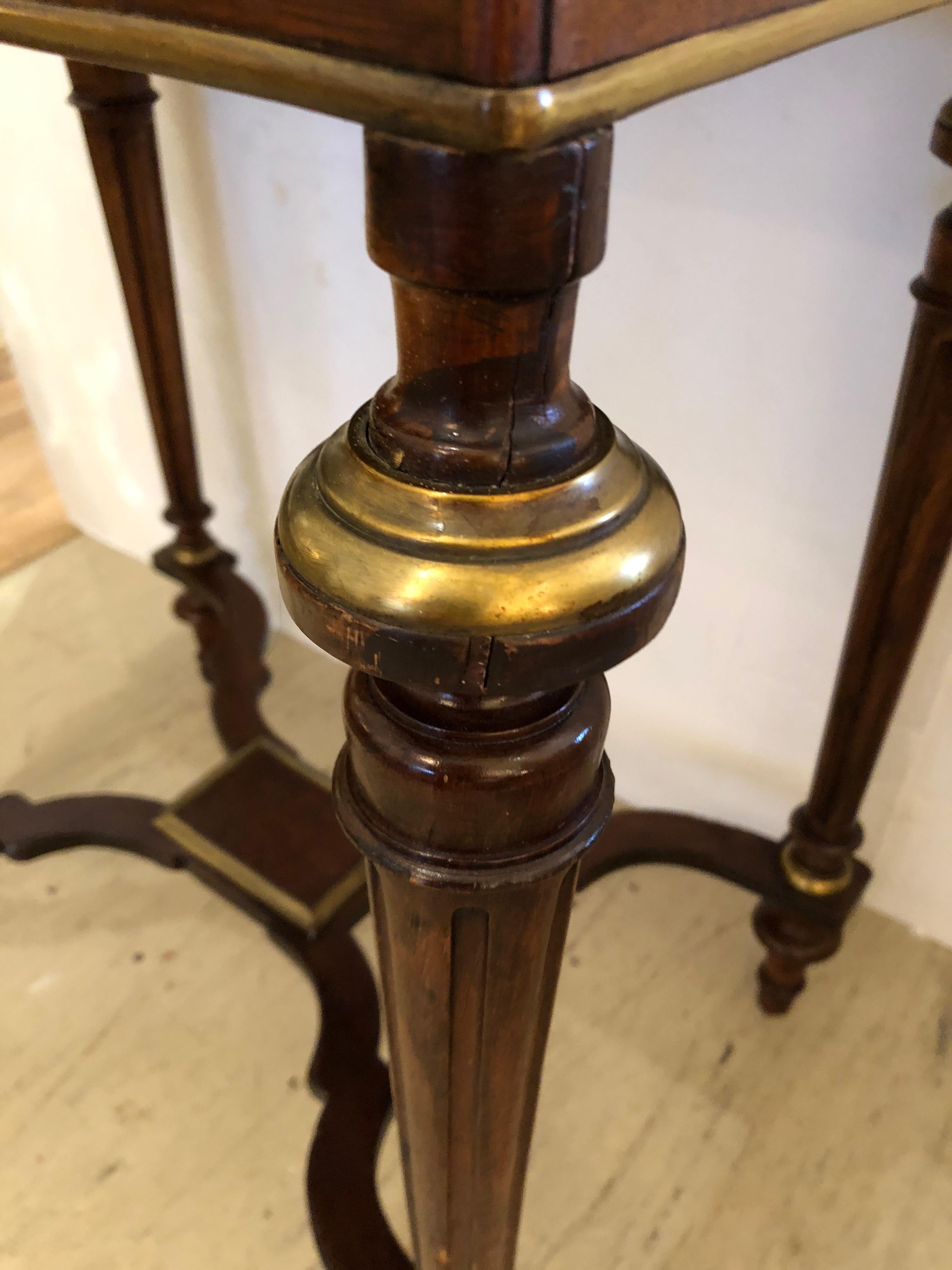 19th Century Mahogany and Brass Inlaid Side Table with Interior Compartments For Sale 2