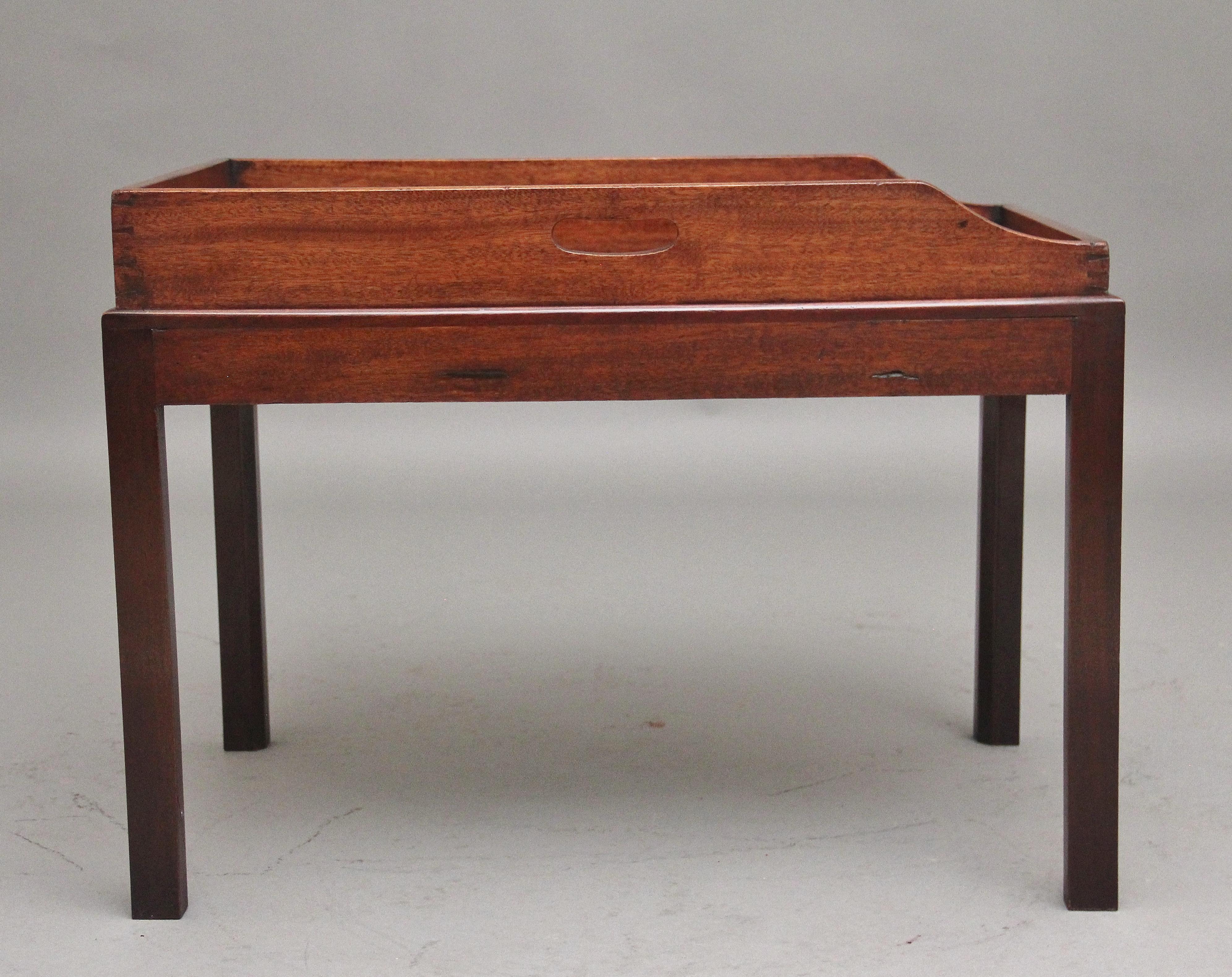19th Century mahogany butlers tray on later stand In Good Condition For Sale In Martlesham, GB