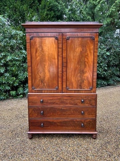 19th Century Mahogany Caddy Top Linen Press