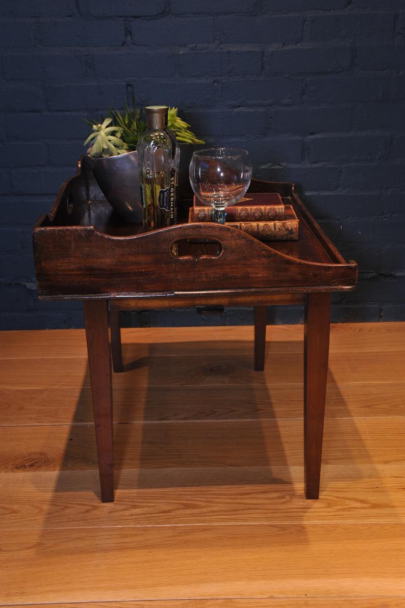Late 19th Century 19th Century Mahogany Campaign Butlers Tray with Folding Lock-In Legs For Sale