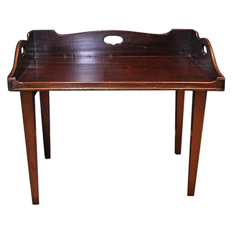 19th Century Mahogany Campaign Butlers Tray with Folding Lock-In Legs For Sale