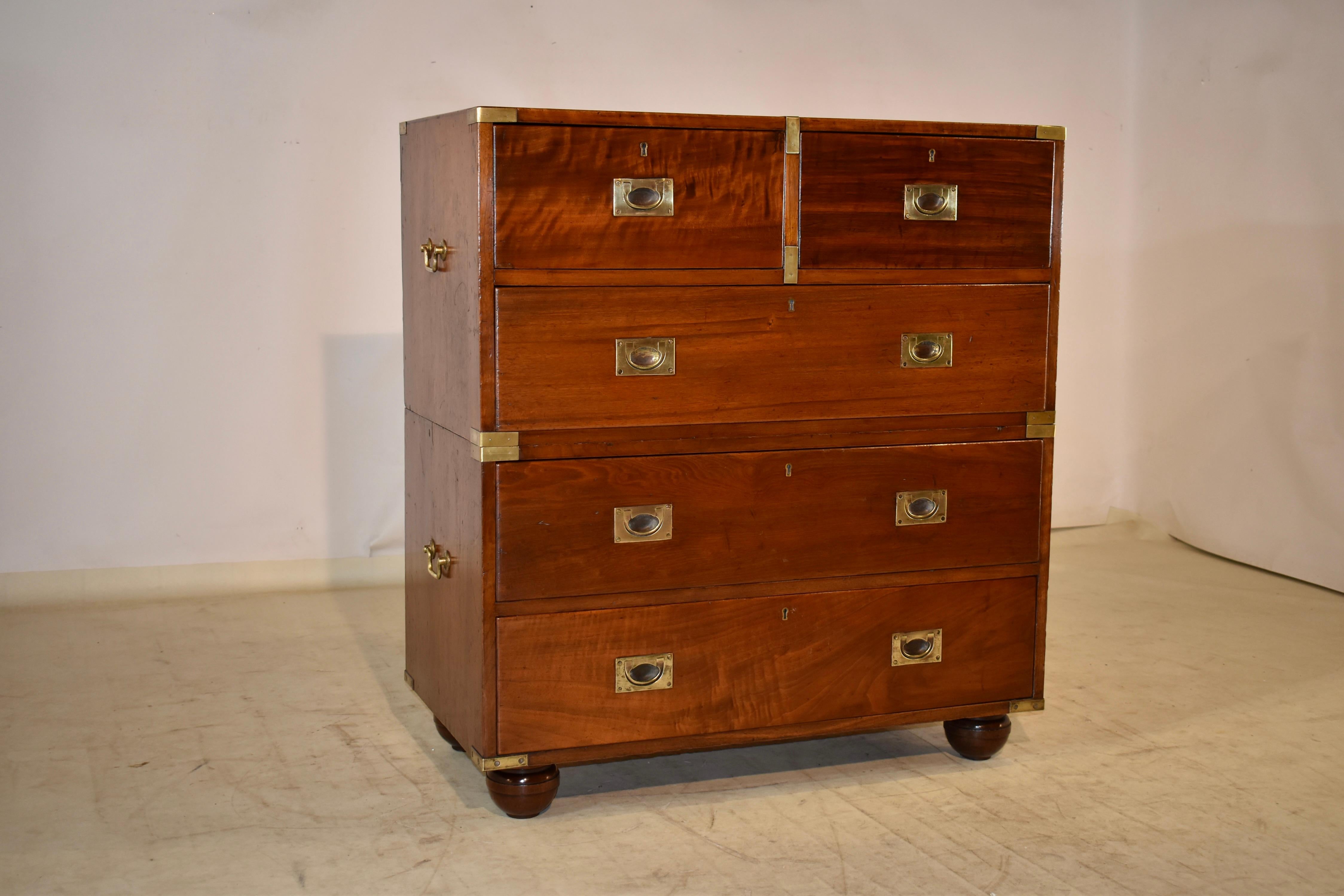 19th Century Mahogany Campaign Chest In Good Condition In High Point, NC