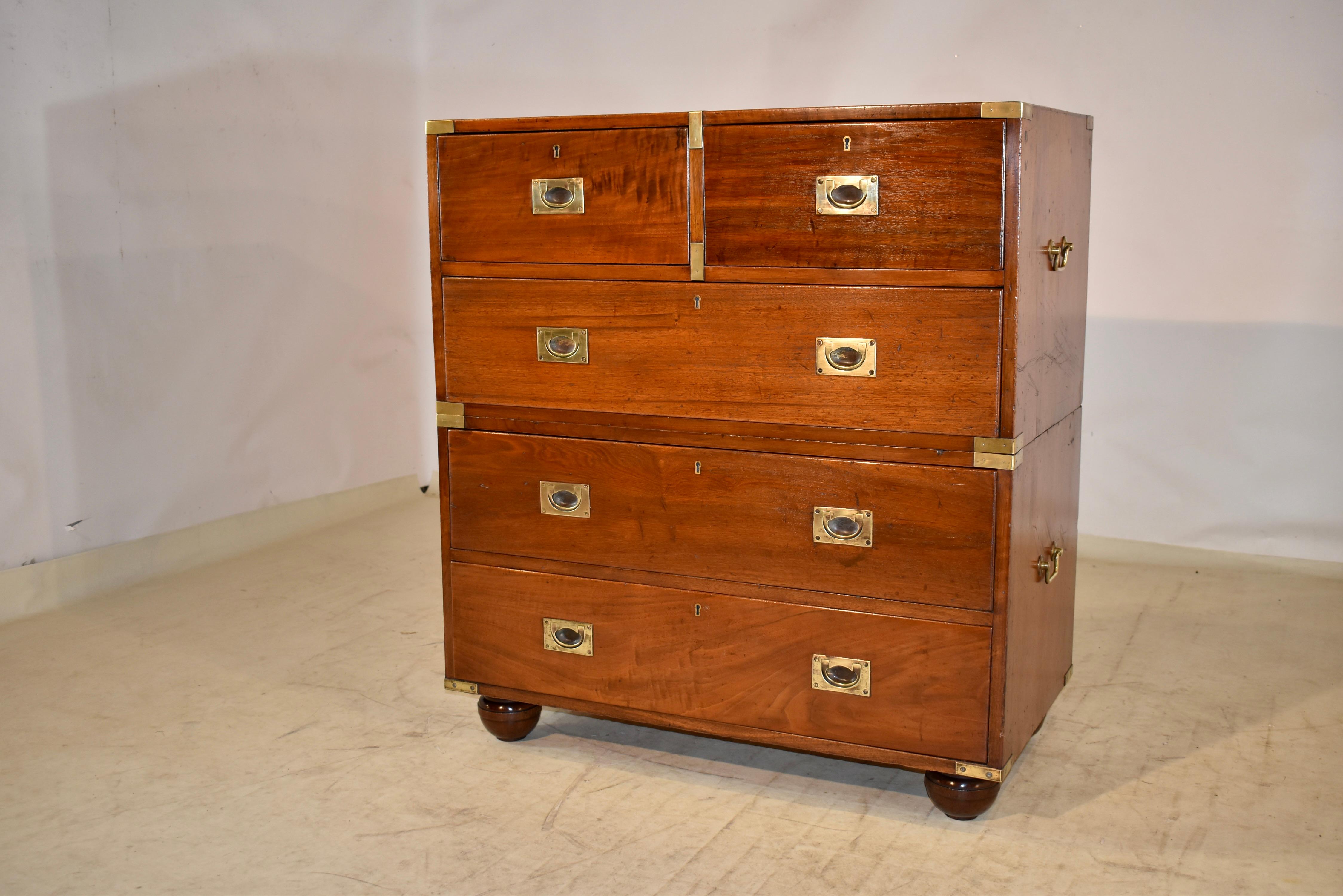 19th Century Mahogany Campaign Chest 2