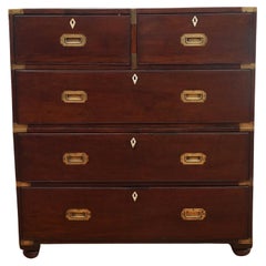 Antique 19th Century Mahogany Campaign Chest