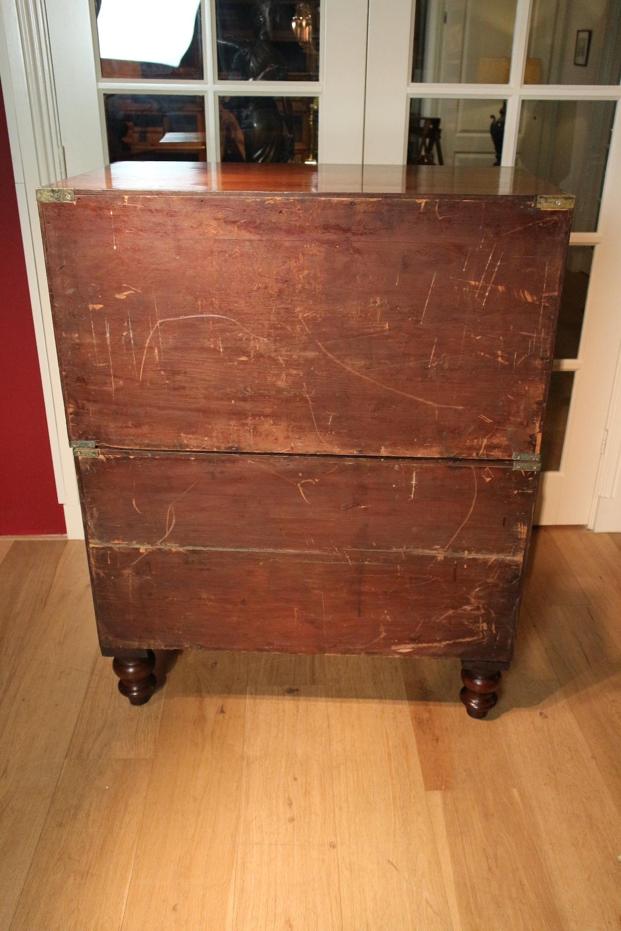 19th Century Mahogany Campaign Chest of Drawers 5