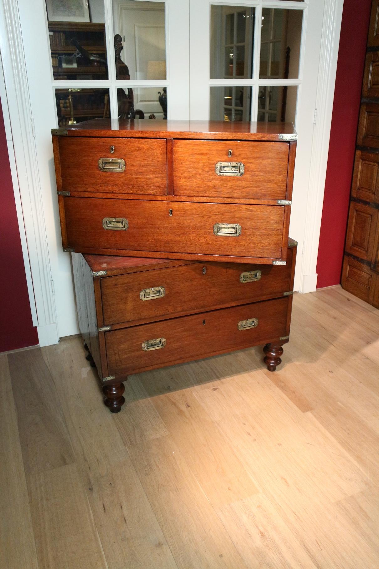19th Century Mahogany Campaign Chest of Drawers 6