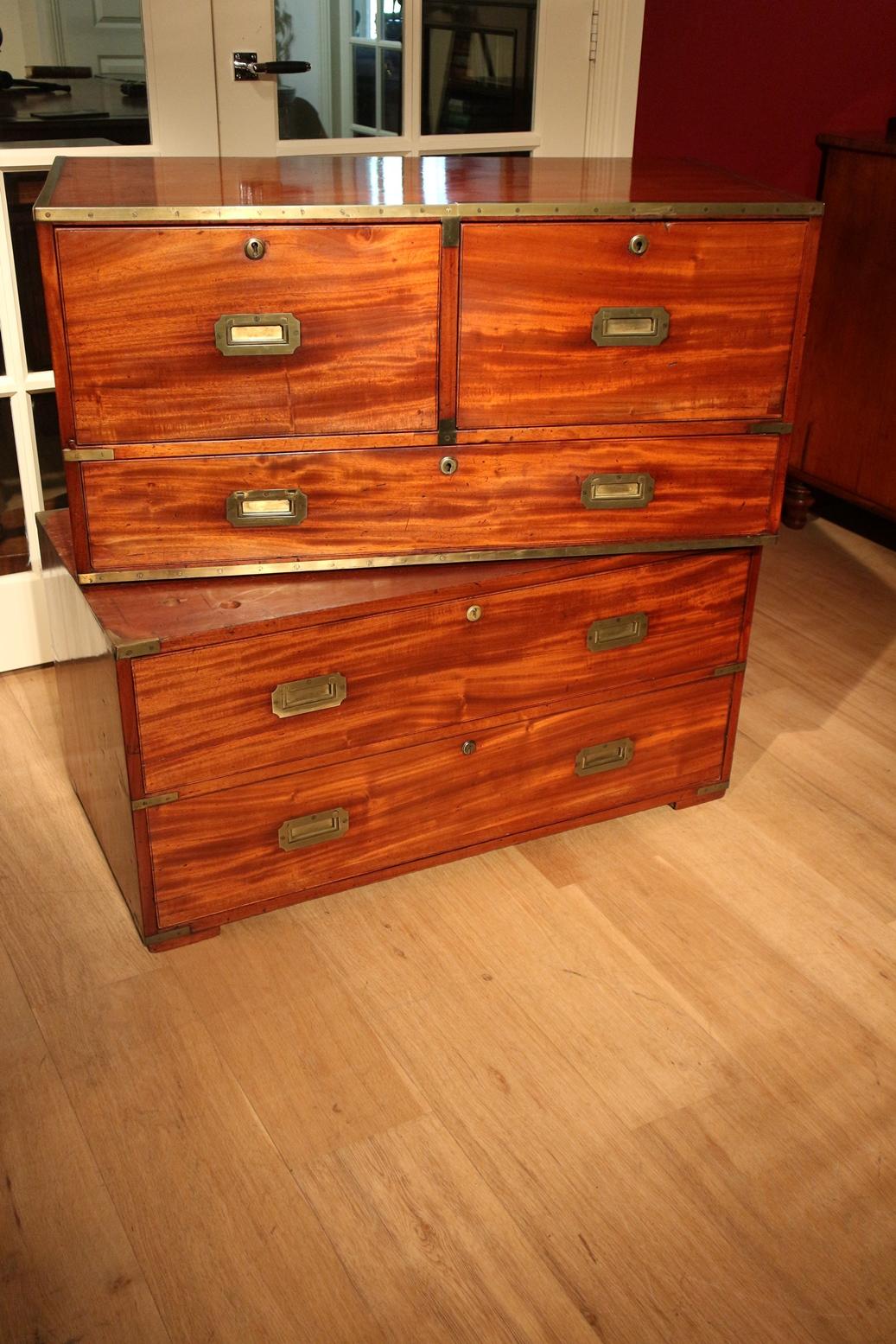 19th Century Mahogany Campaign Chest of Drawers 8