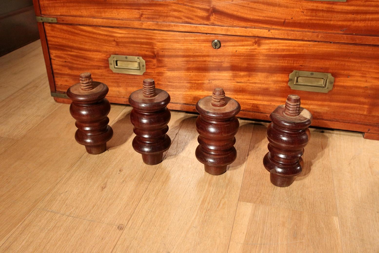 19th Century Mahogany Campaign Chest of Drawers 9