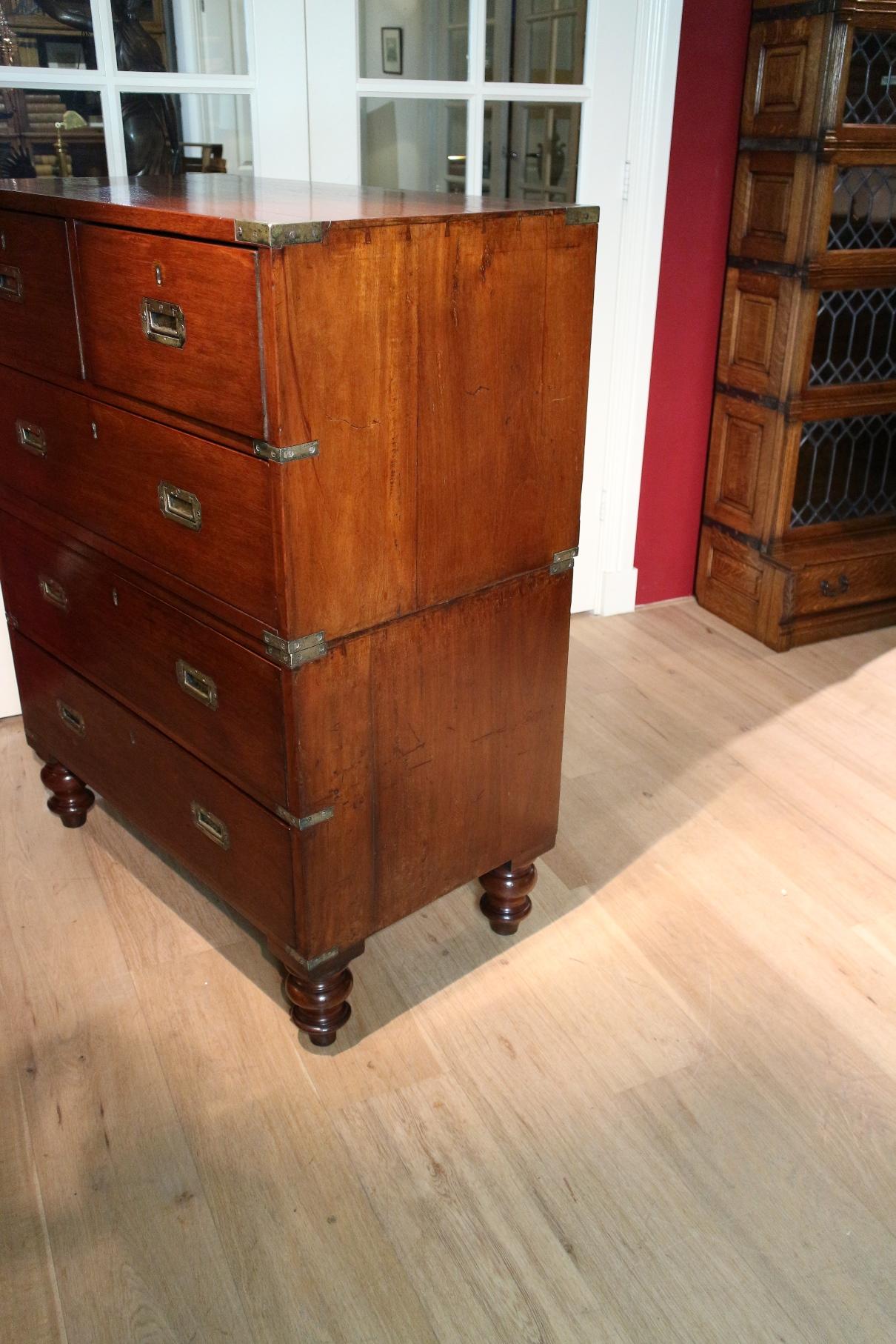 19th Century Mahogany Campaign Chest of Drawers 2