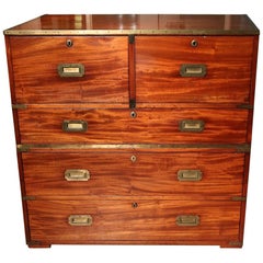 19th Century Mahogany Campaign Chest of Drawers