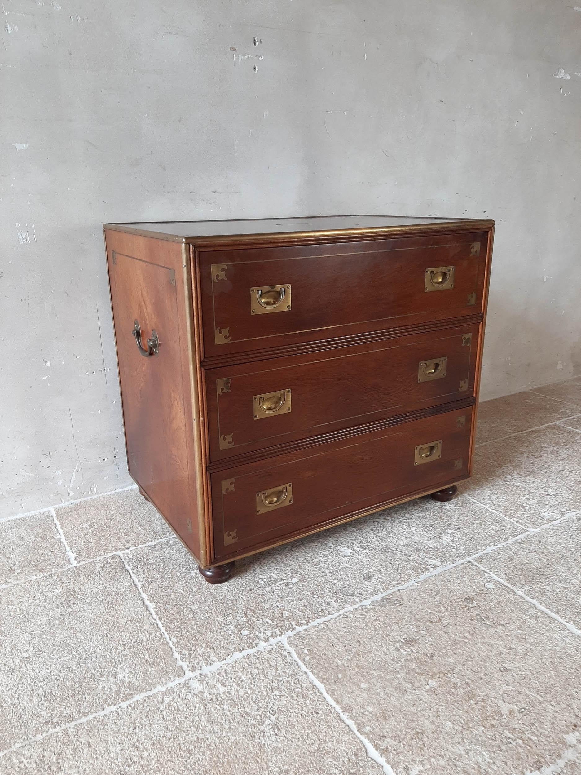 19th Century Mahogany Campaign Chest of Drawers 