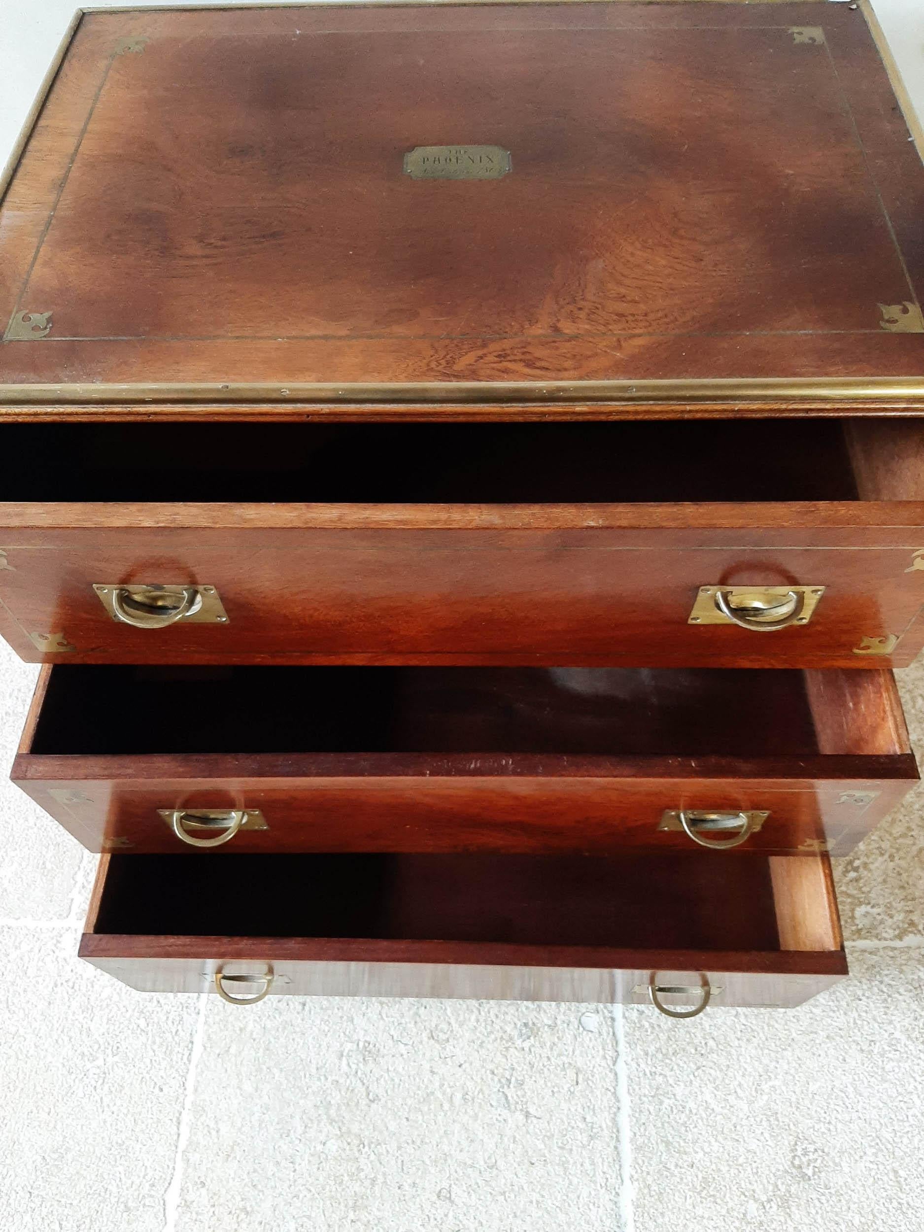 19th Century Mahogany Campaign Chest of Drawers 