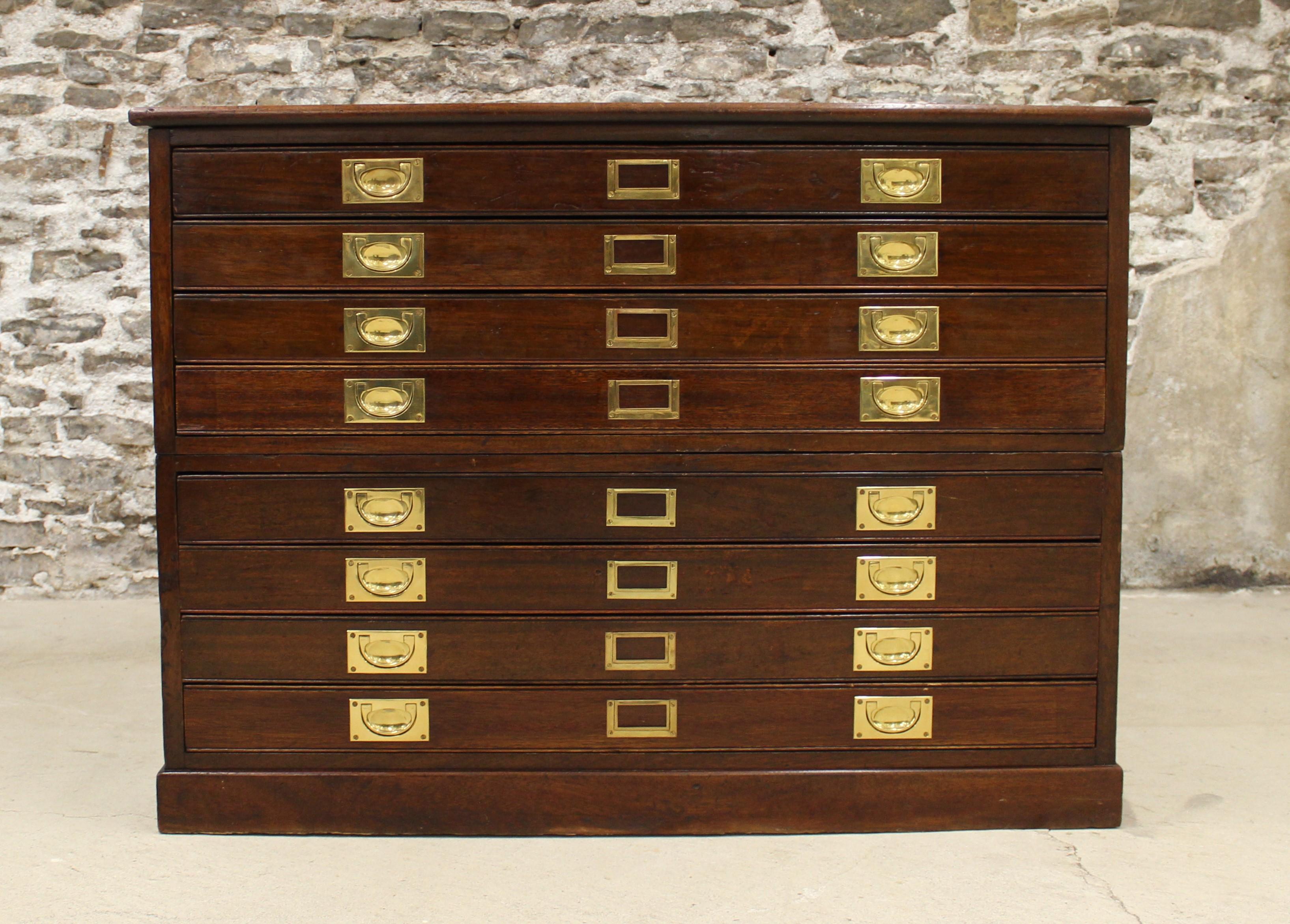 English 19th Century Mahogany Campaign Map Chest