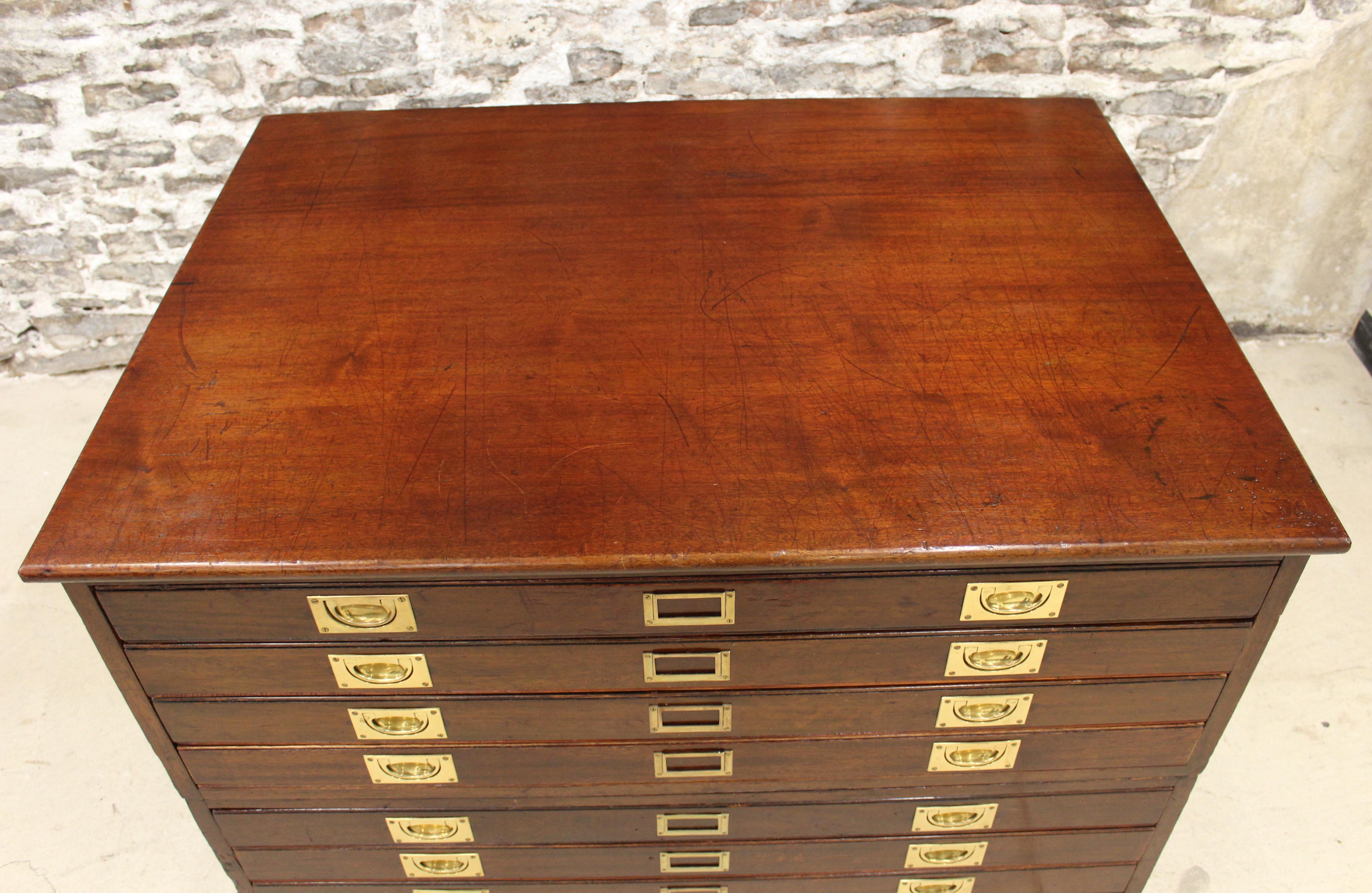 Wood 19th Century Mahogany Campaign Map Chest