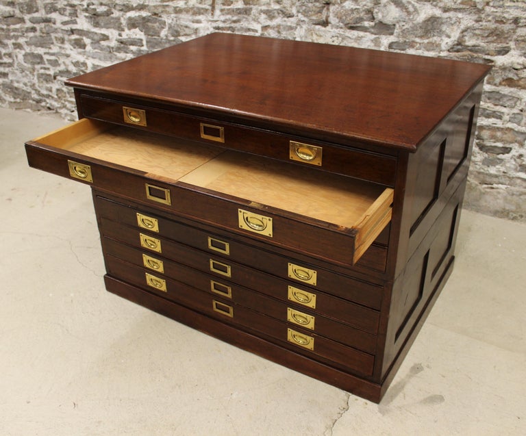 19th Century Mahogany Campaign Map Chest For Sale at 1stDibs
